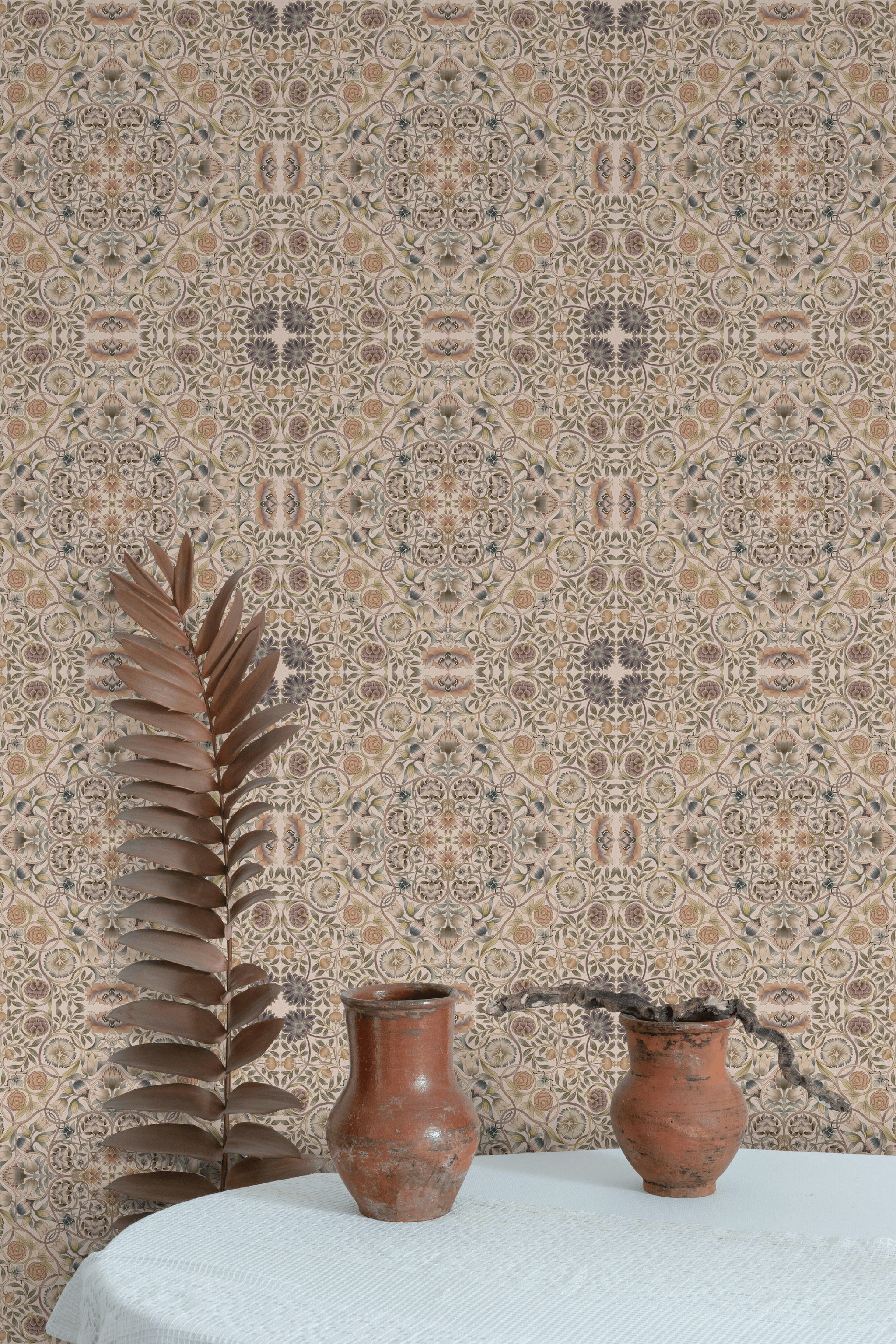 Vintage Floral Wallpaper Ornate Damask Pattern Wall Mural