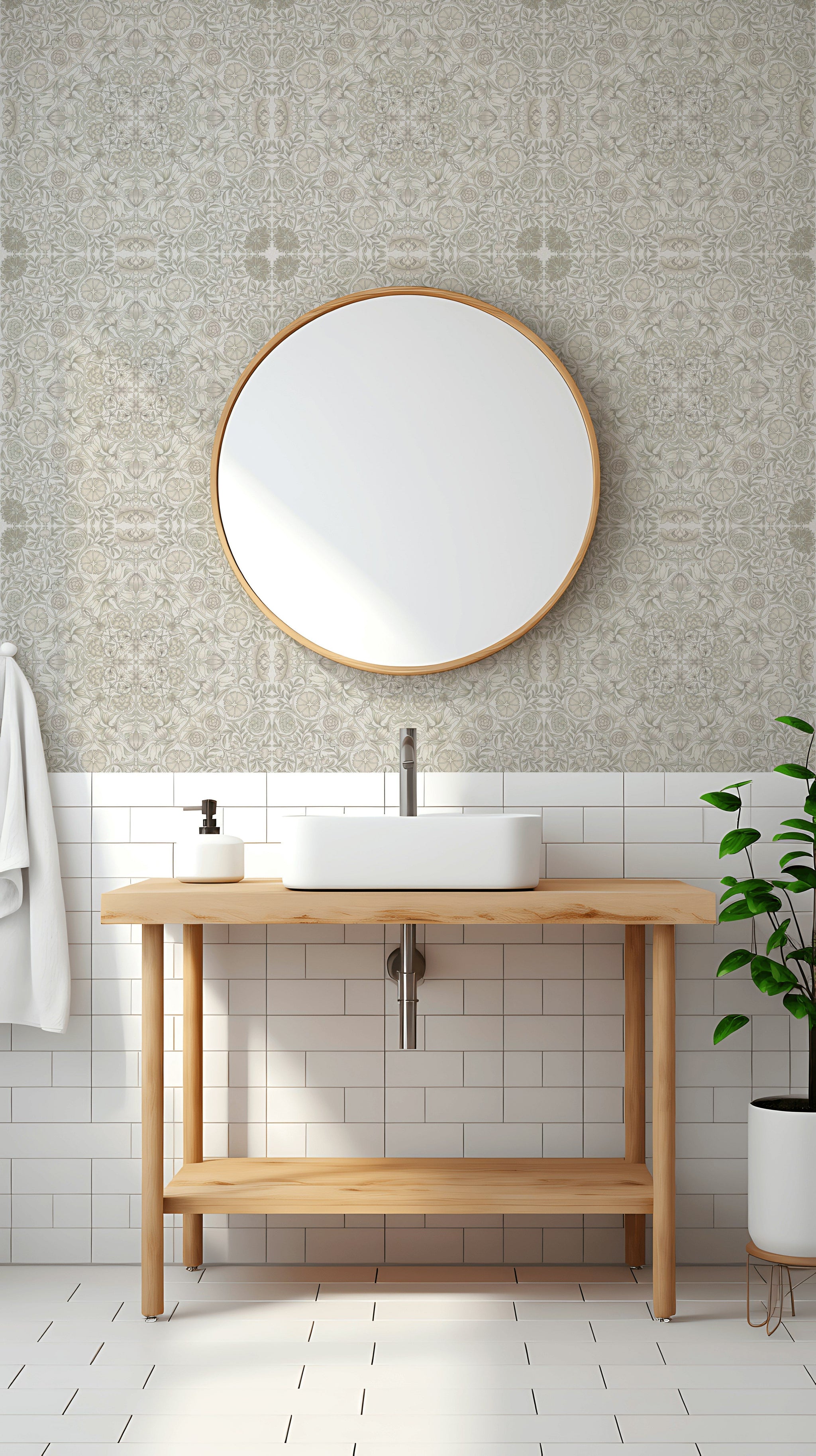 Vintage Floral Wallpaper Beige Botanical Pattern Wall Mural