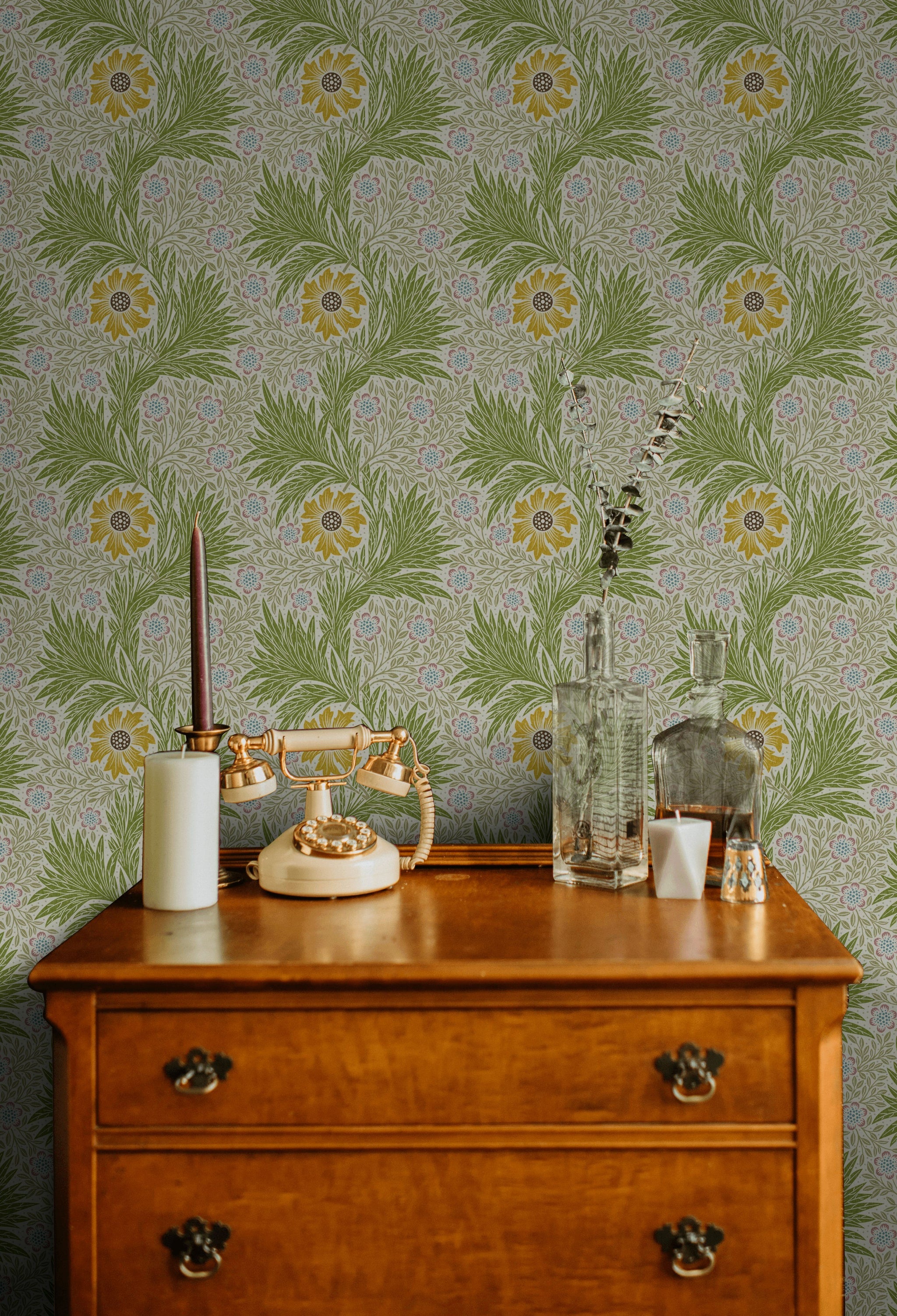 Botanical Leaf Wallpaper Green Foliage Pattern Wall Mural