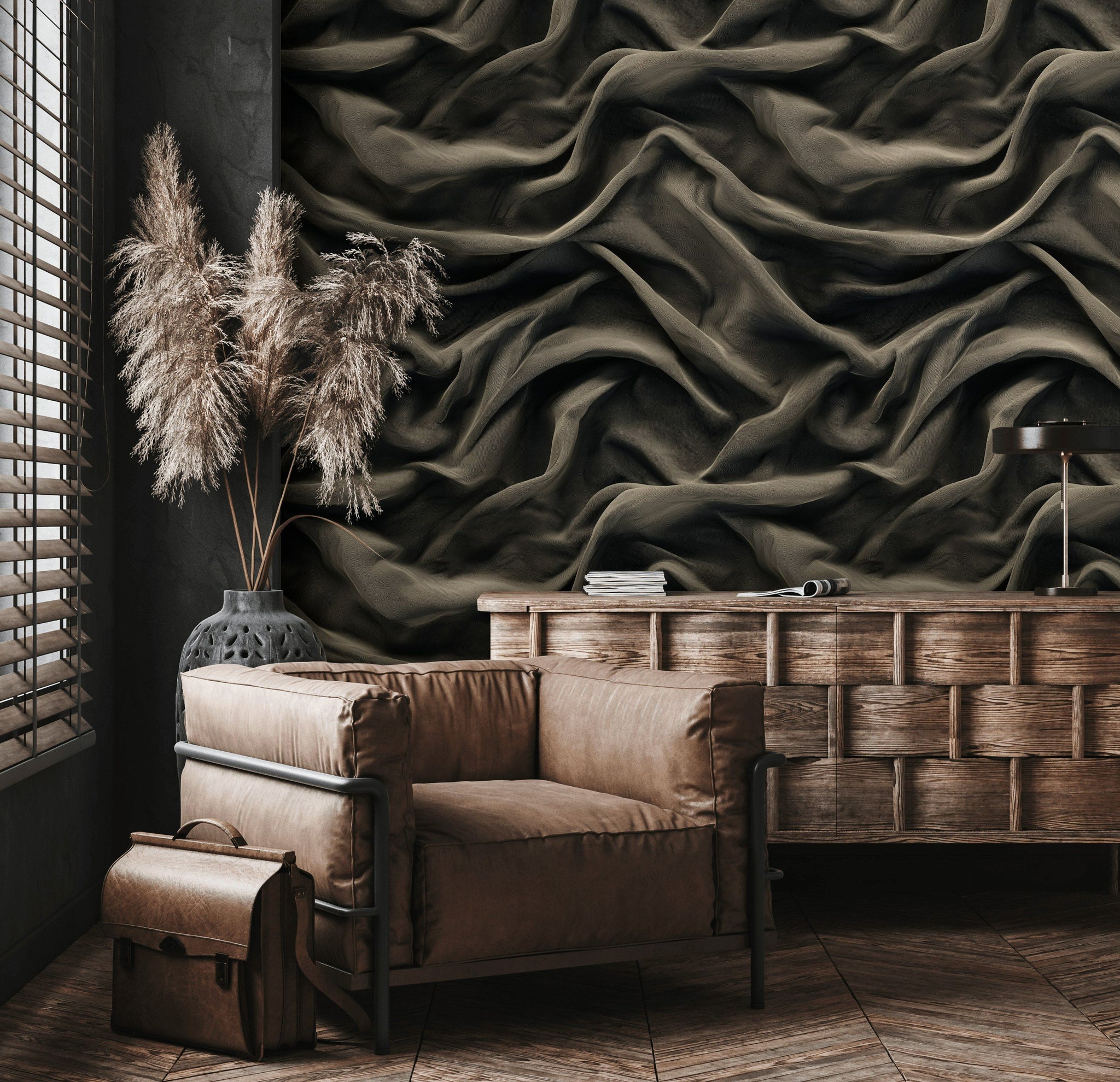 Dark Abstract Draped Texture Wallpaper