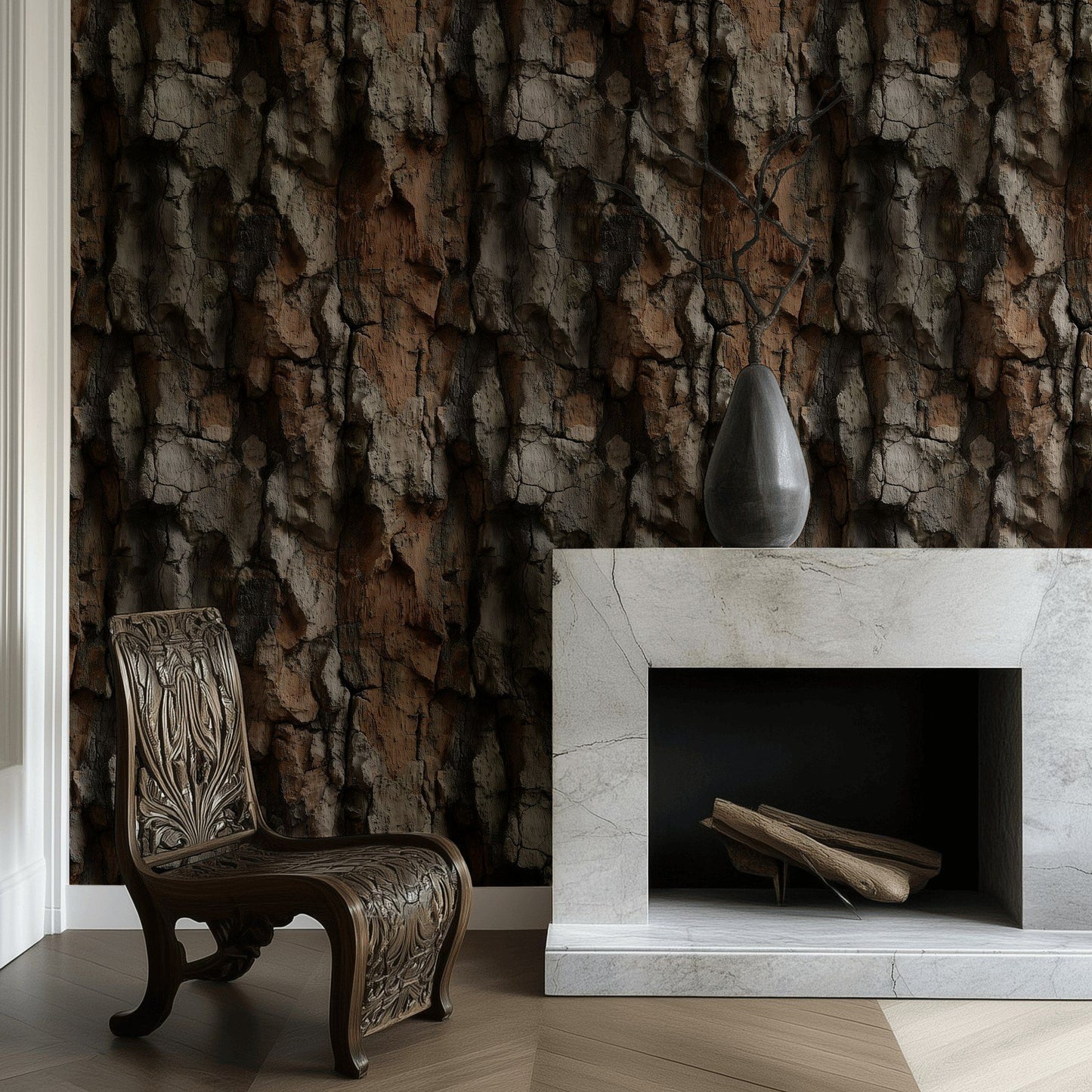 Realistic Tree Bark Texture Wallpaper Rustic Wood Wall Mural