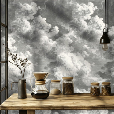Monochrome Cloud Pattern Wallpaper - 2