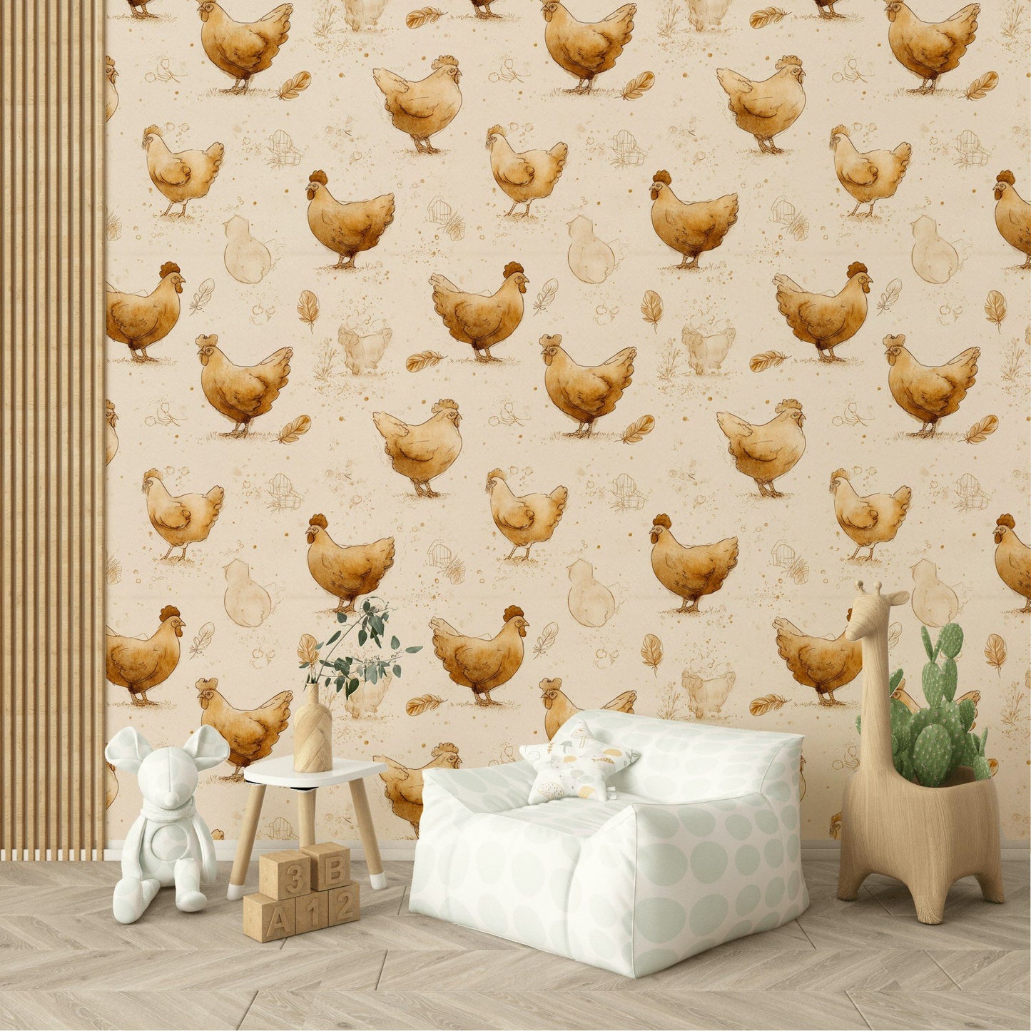 Chicken Farmhouse Wallpaper Rustic Removable Hen Wall Mural