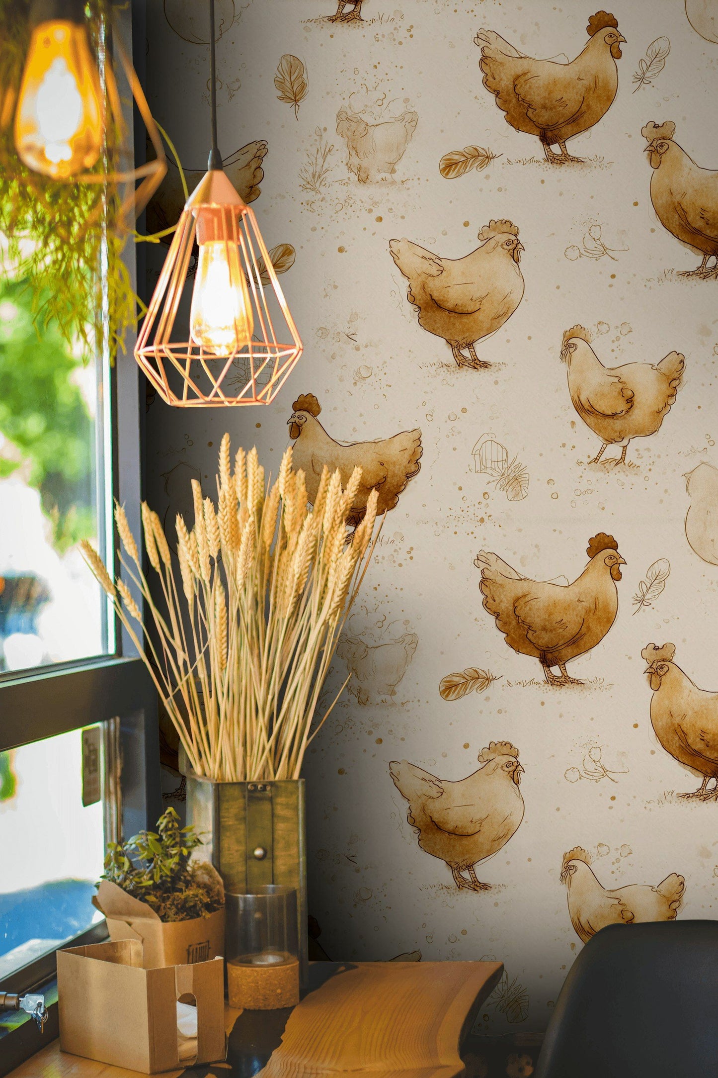 Chicken Farmhouse Wallpaper Rustic Removable Hen Wall Mural