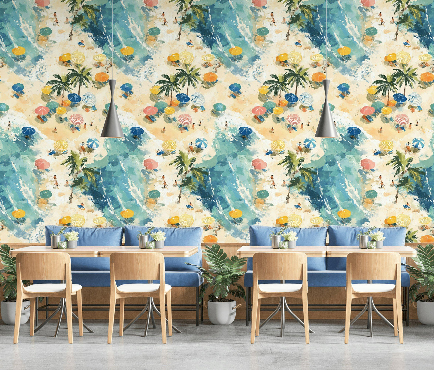 Beach Umbrella Wallpaper Coastal Tropical Wall Mural
