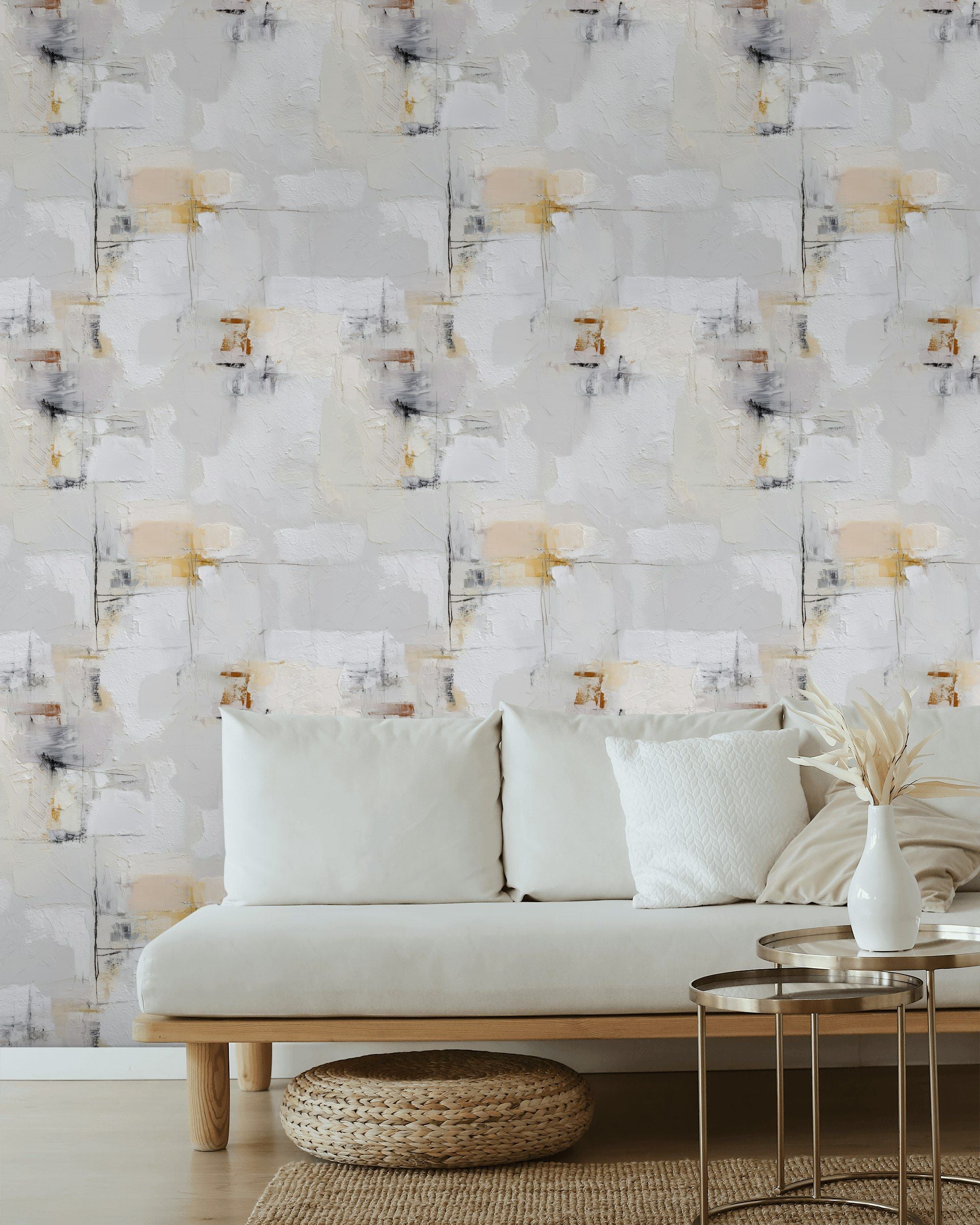 Cream and Gray Abstract Texture Wallpaper