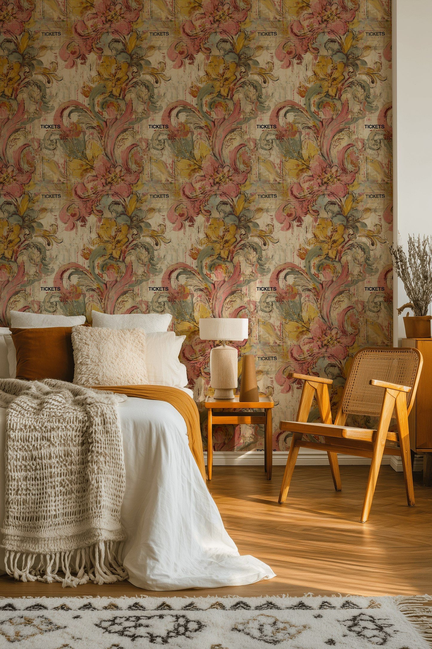 Vintage Tickets Wallpaper Abstract Wall Mural
