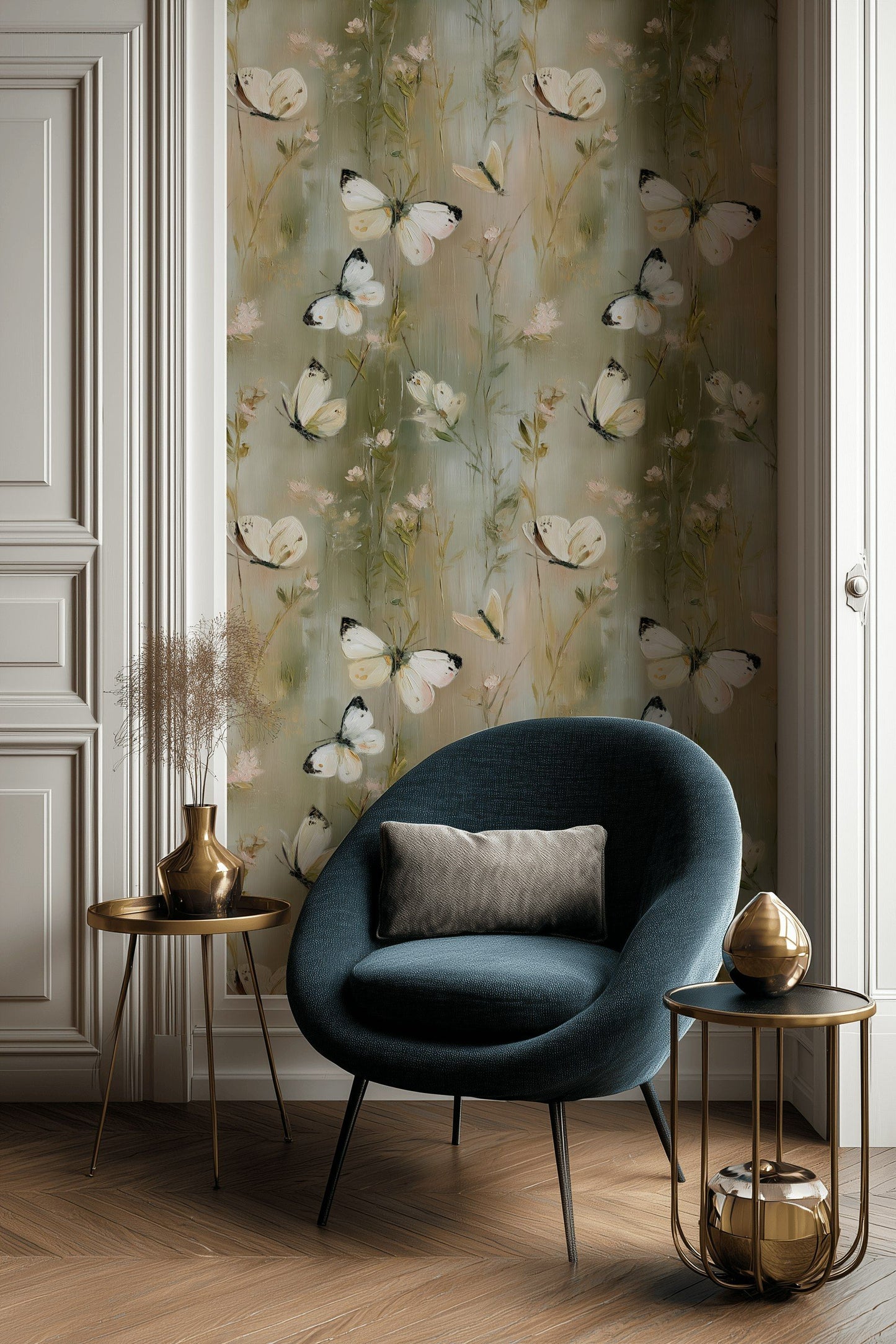 Butterfly Meadow Wallpaper Soft Floral Removable Wall Decor