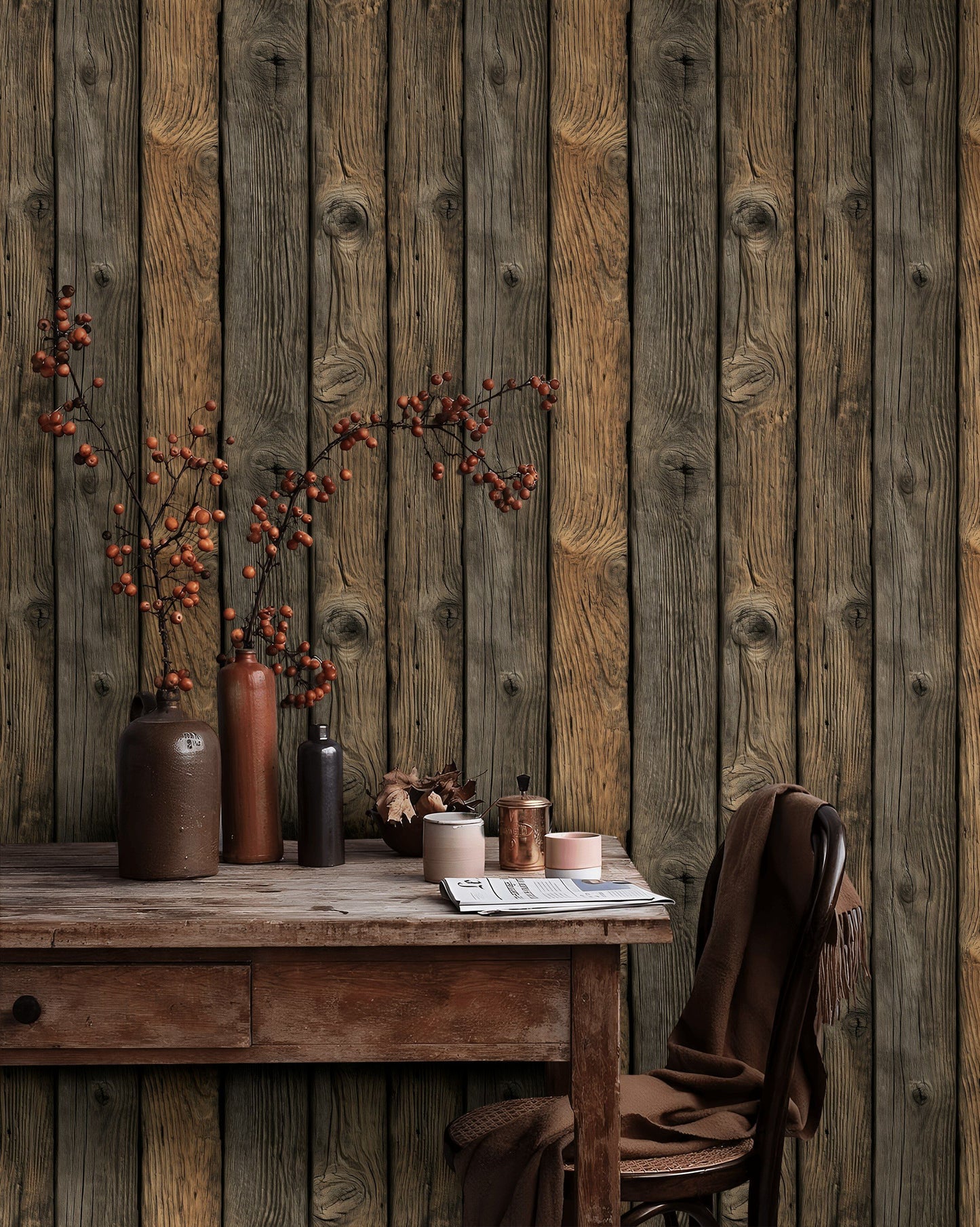 Rustic Wood Wallpaper Barnwood Mural Timber Wall Decor