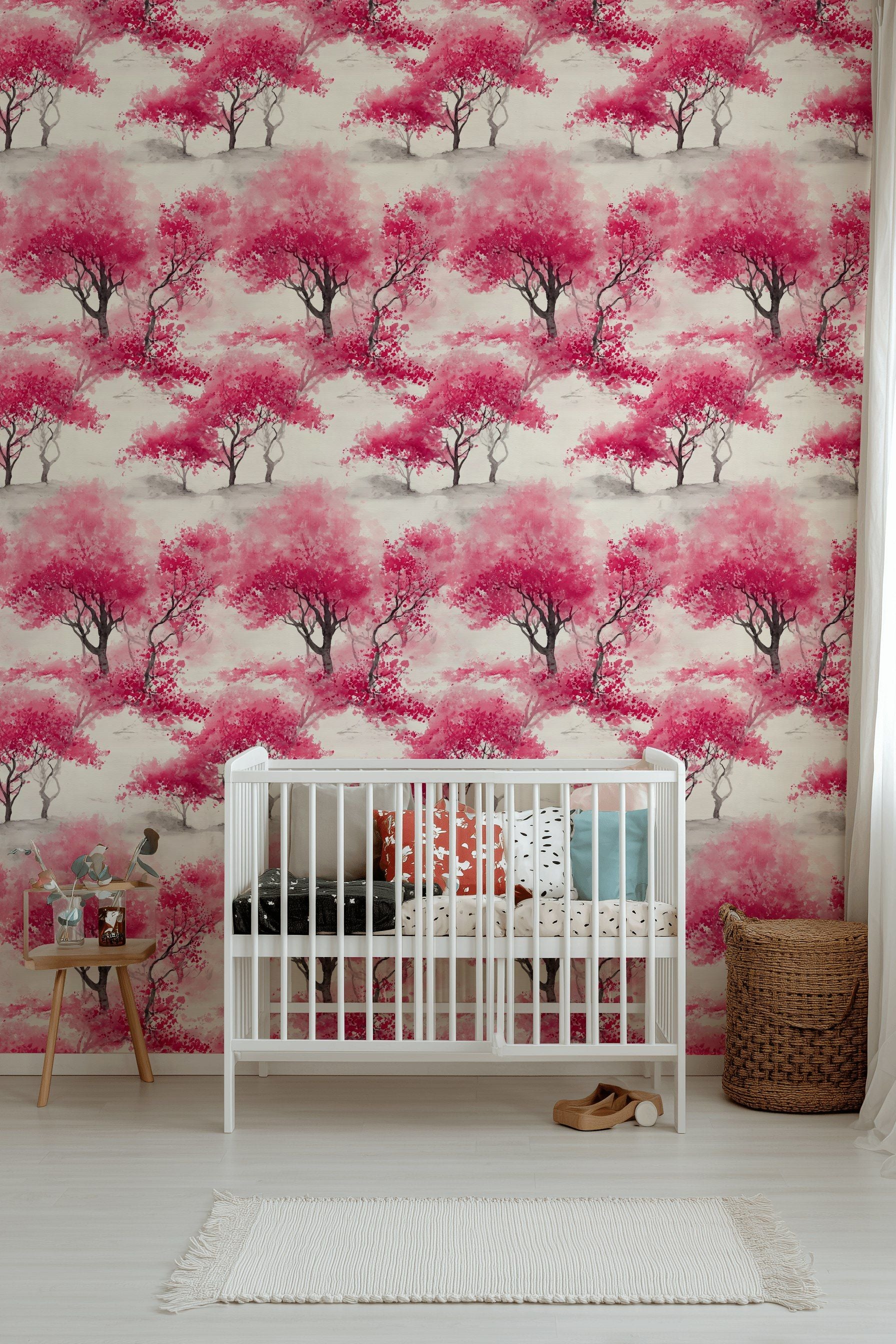 Pink Cherry Blossom Wallpaper for Nursery | Muralls – Muralls.com