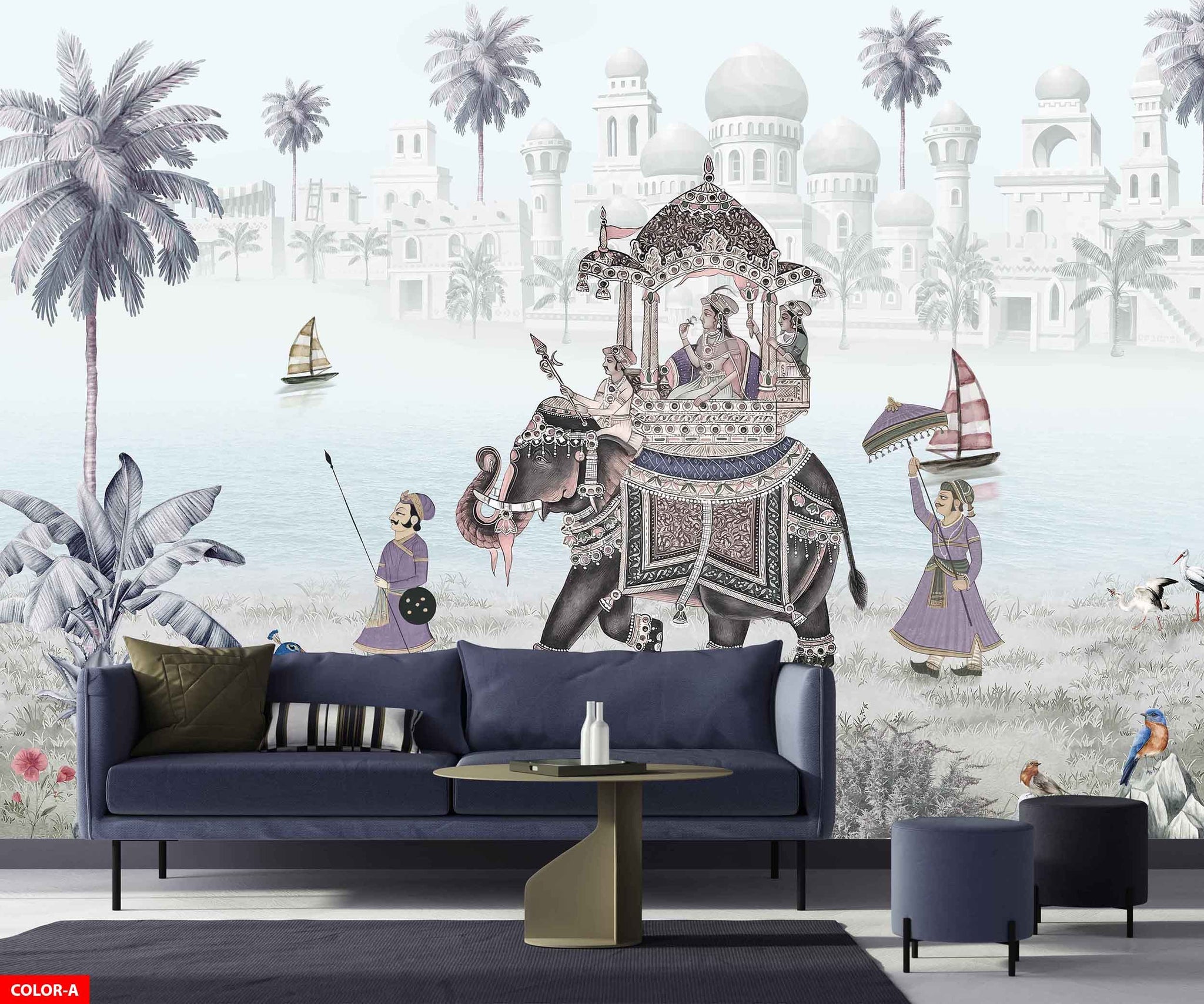 Elephant Procession Wallpaper Cultural Scene Wall Mural