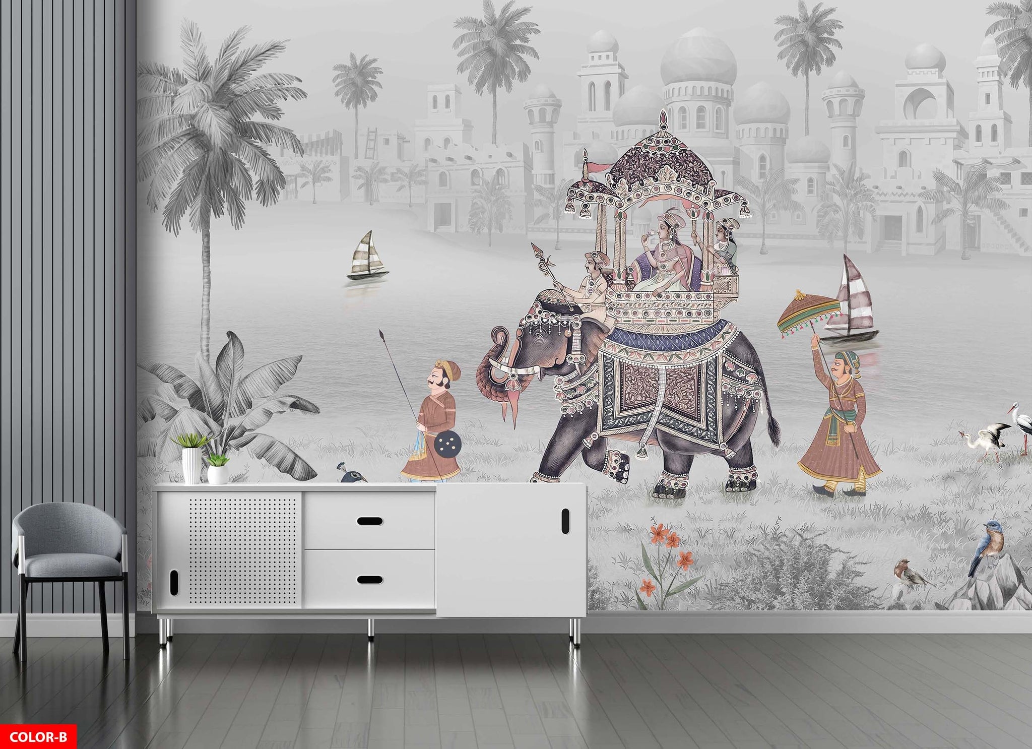 Historic Elephant Procession Scenic Wall Mural