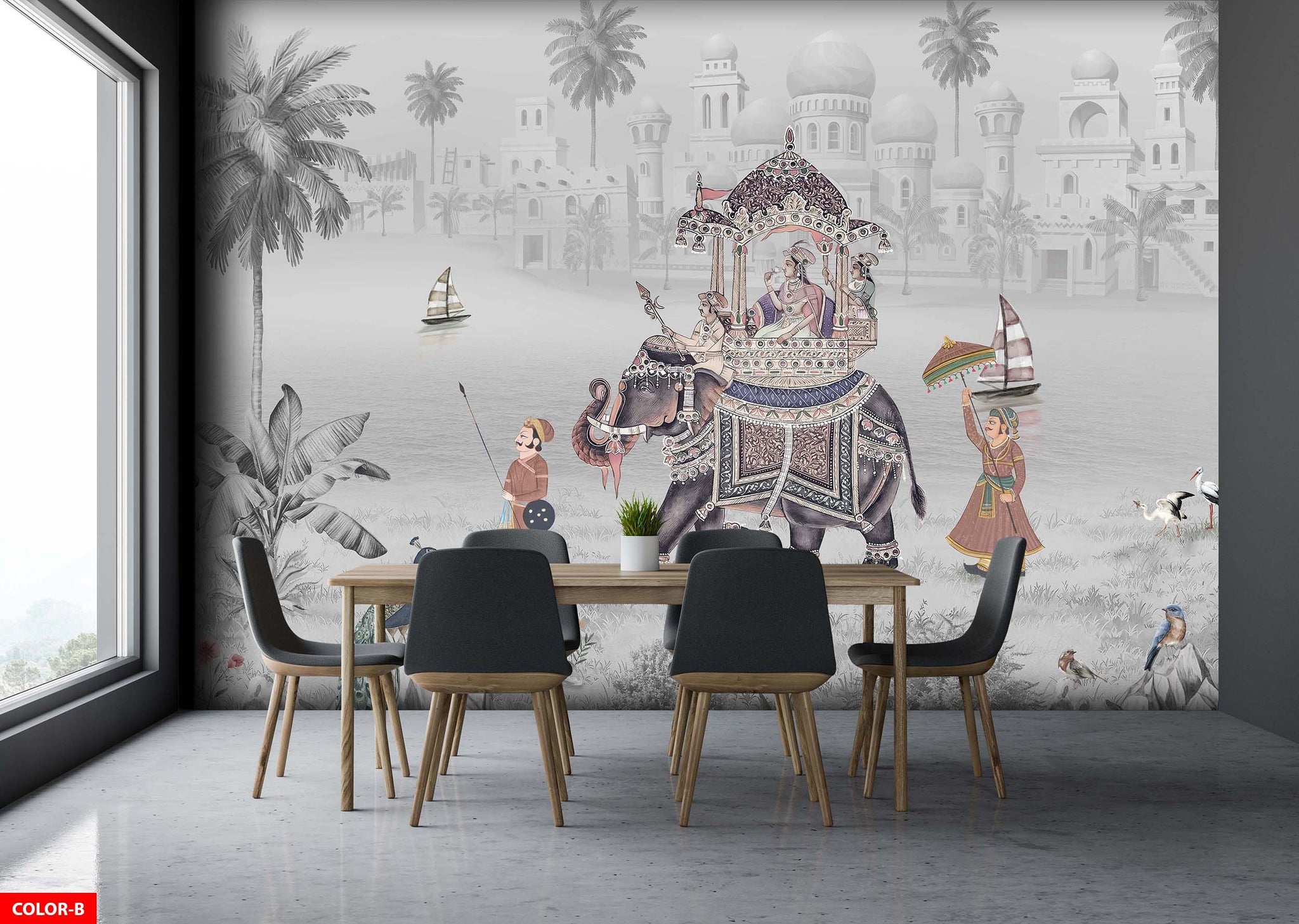 Historic Elephant Procession Scenic Wall Mural