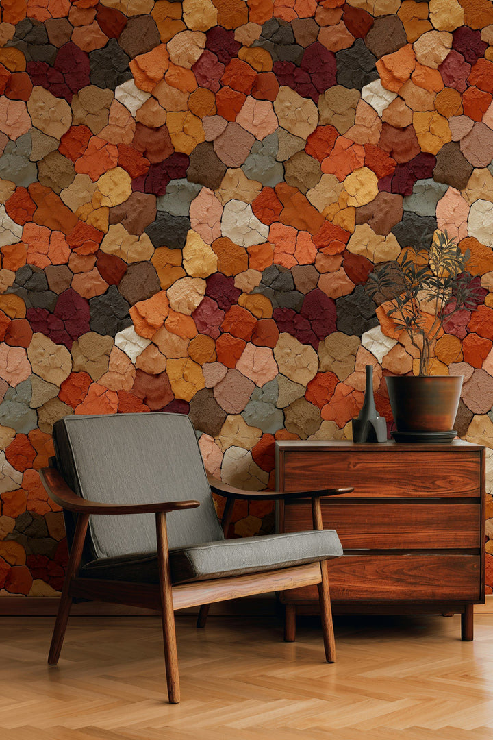 Earthy Terracotta Textured Abstract Wallpaper