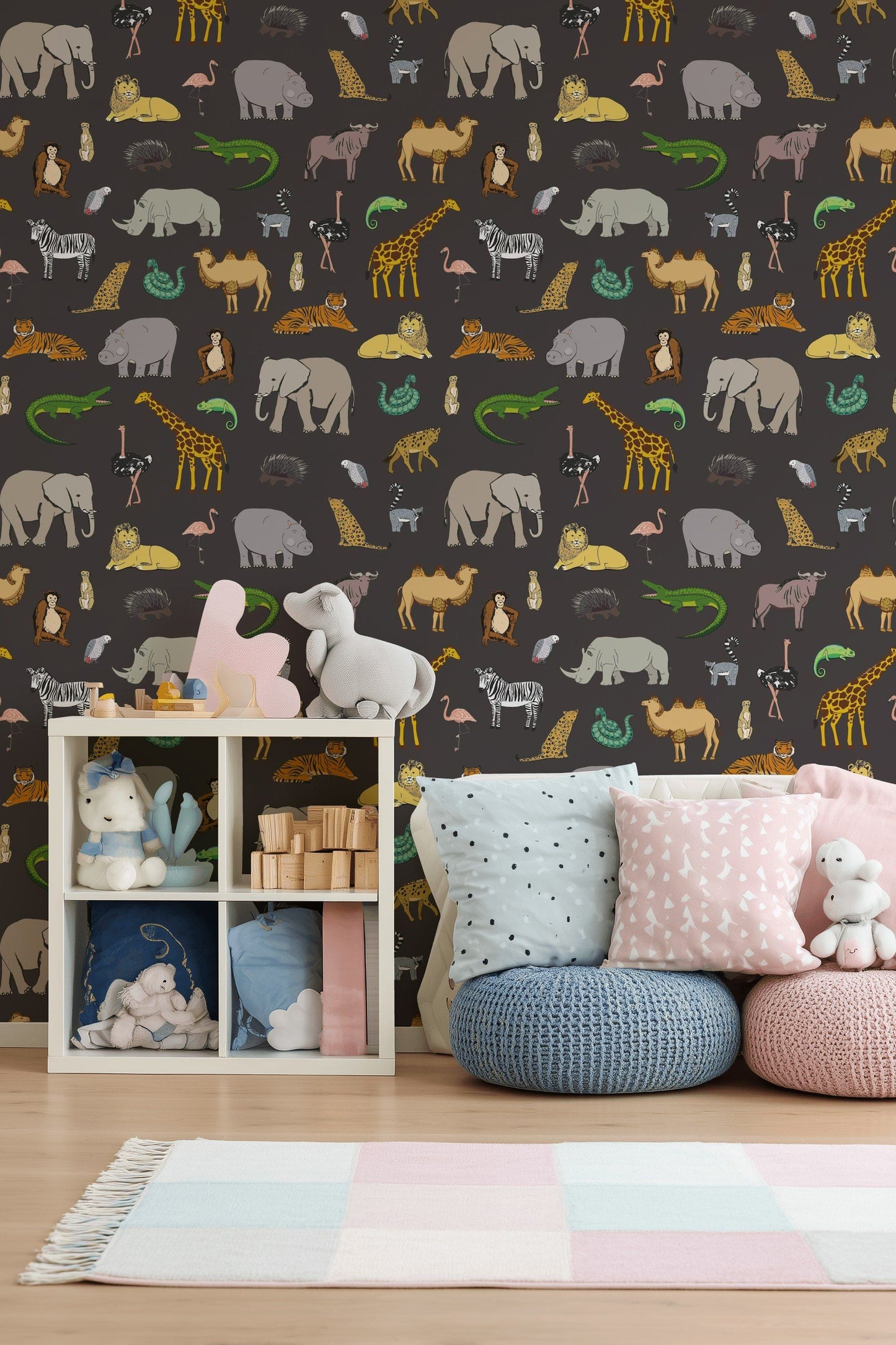 Safari Animal Wallpaper Jungle Zoo Kids Wall Decor