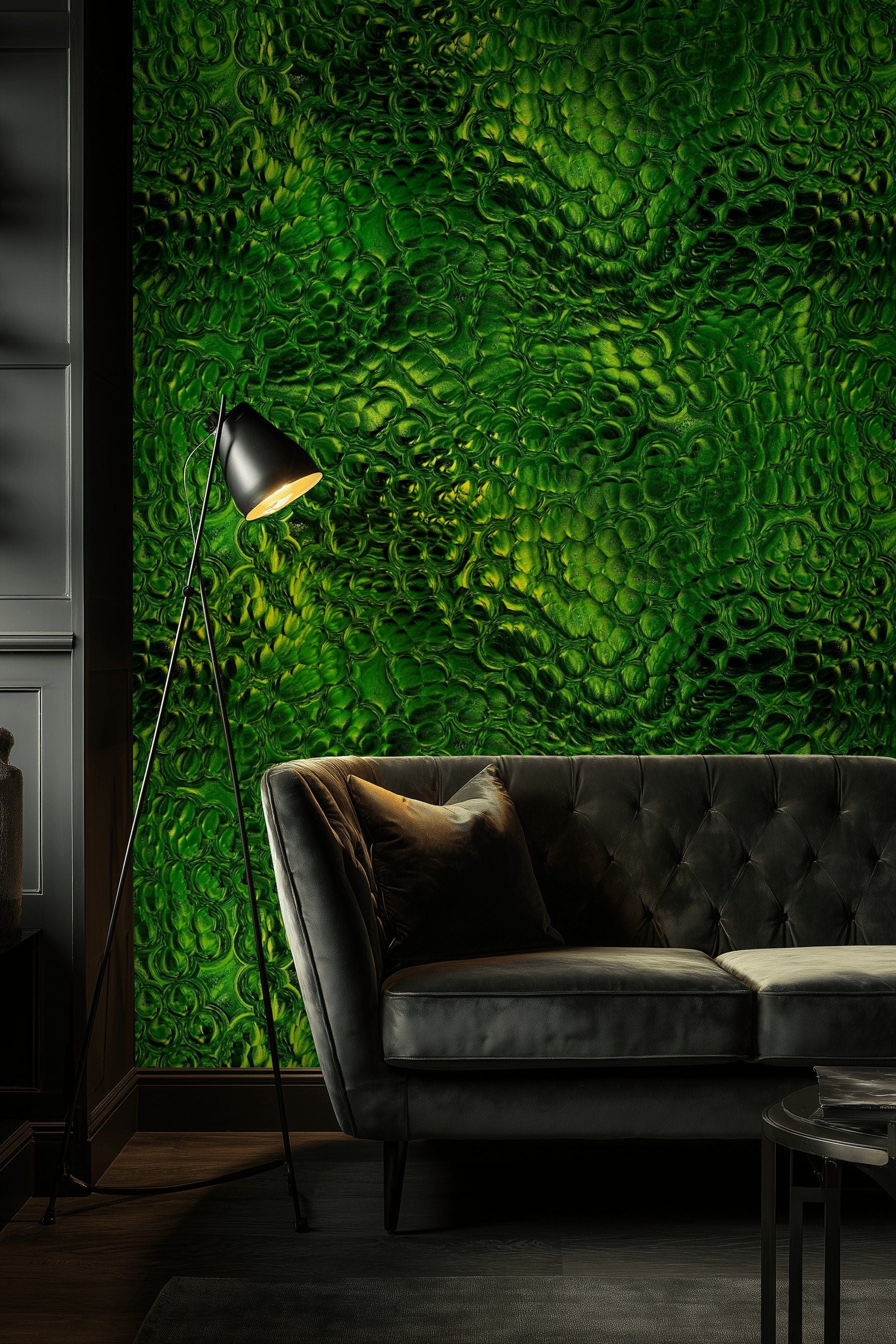 Emerald Green Abstract Textured Wallpaper