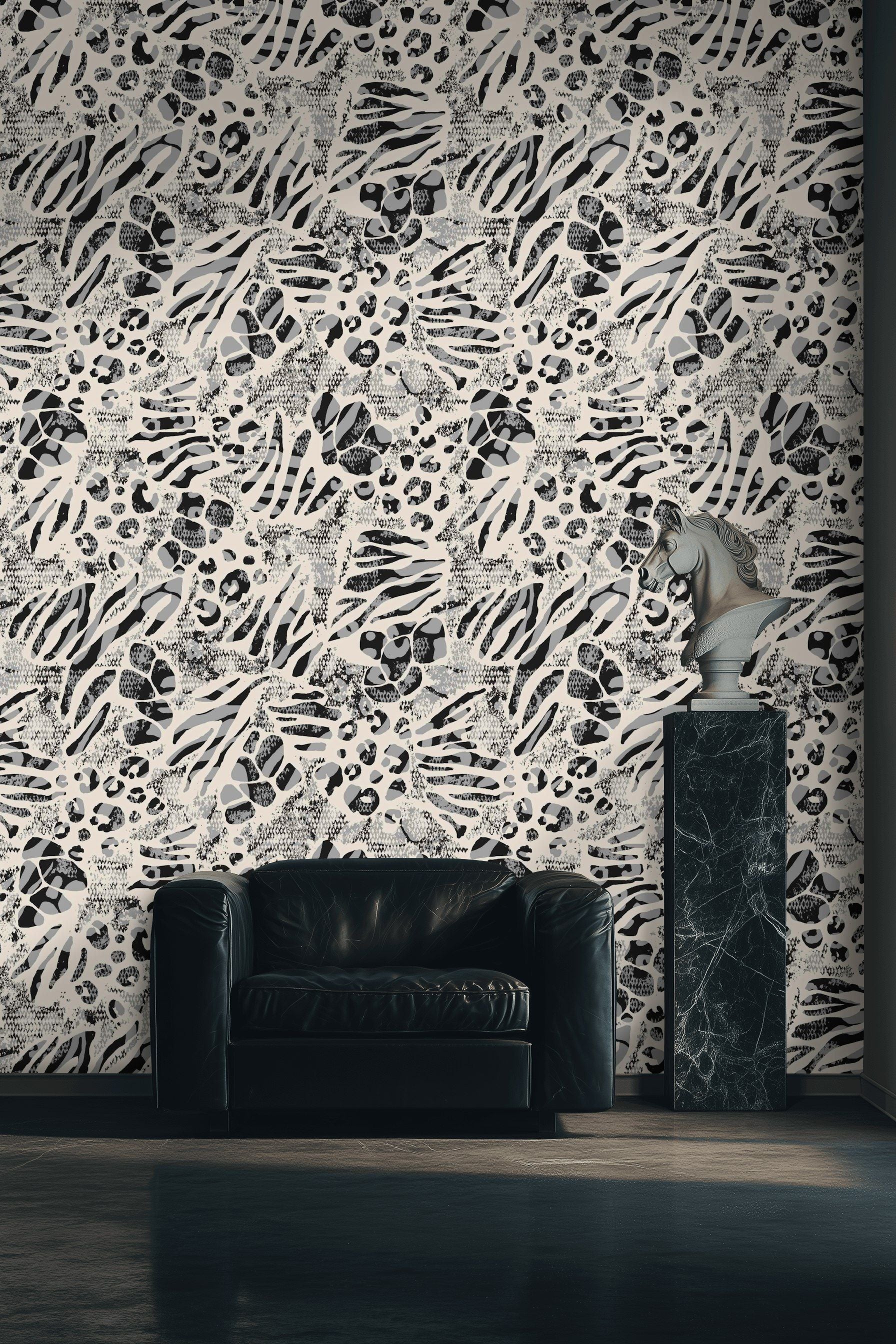 Monochrome Abstract Pattern Wallpaper
