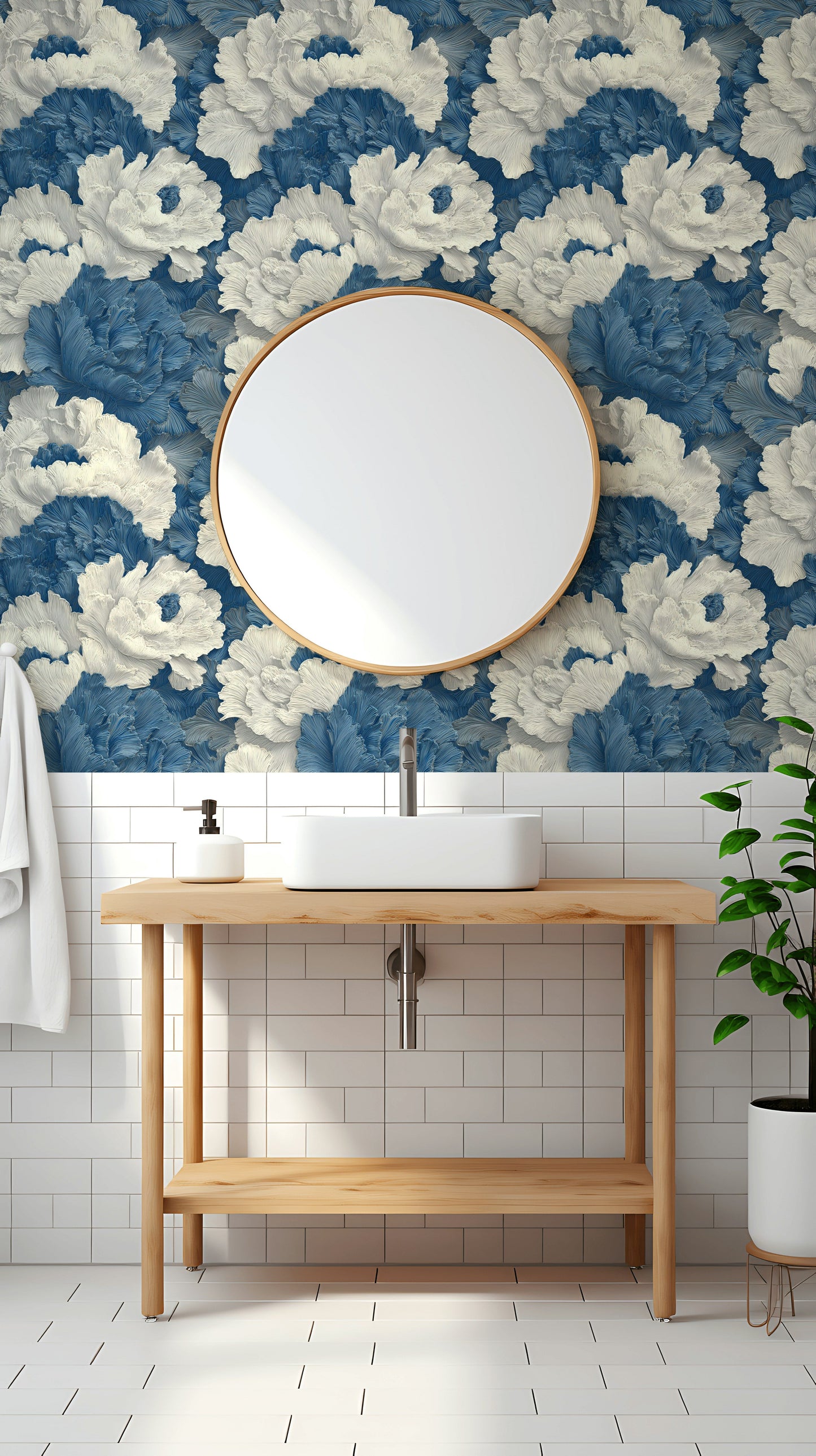 Blue Floral Wallpaper Blue Decorative Mural