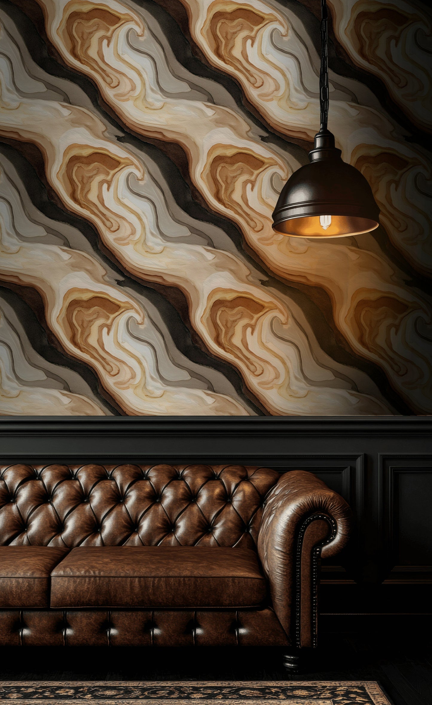 Marble Swirl Wallpaper Removable Brown Roll