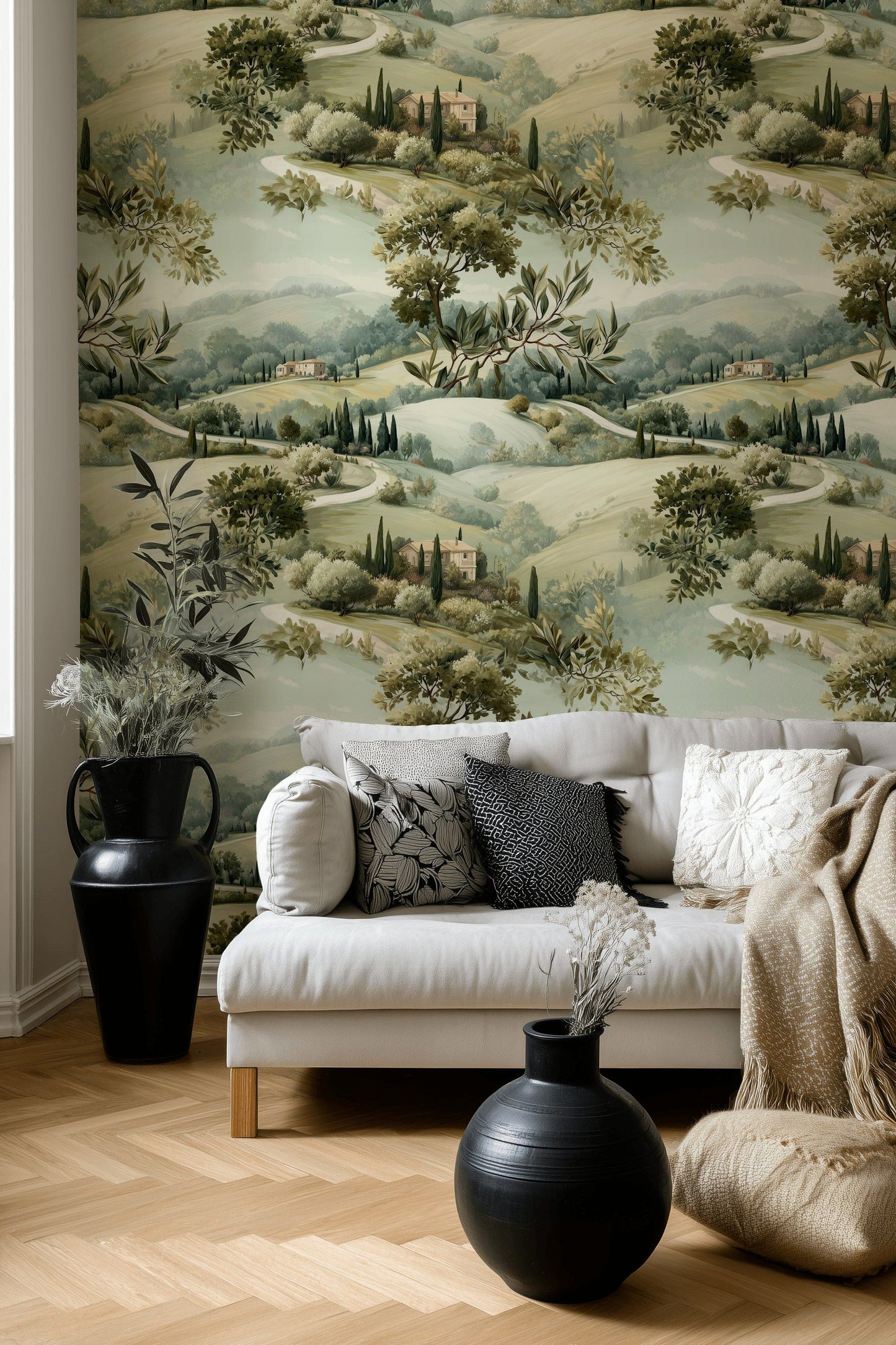 Tuscan Landscape Wallpaper Scenic Mural Countryside Wall Decor