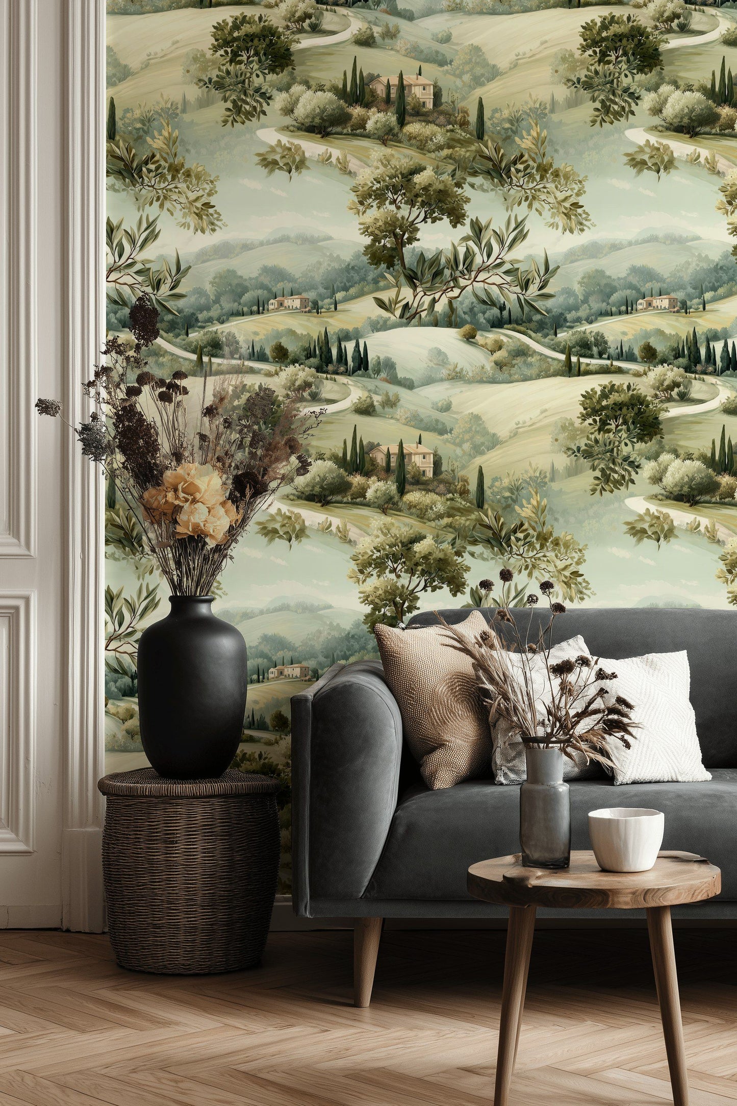 Tuscan Landscape Wallpaper Scenic Mural Countryside Wall Decor