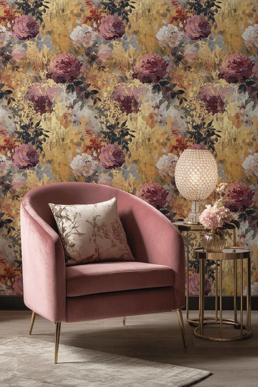 Floral Wallpaper Rose Vintage Wall Mural