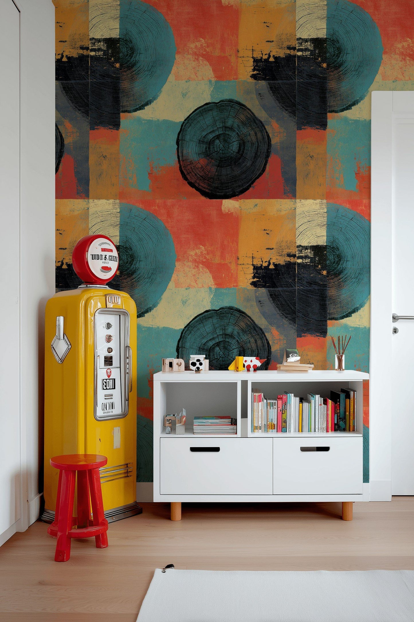 Abstract Woodgrain Wallpaper Modern Geometric Wall Mural