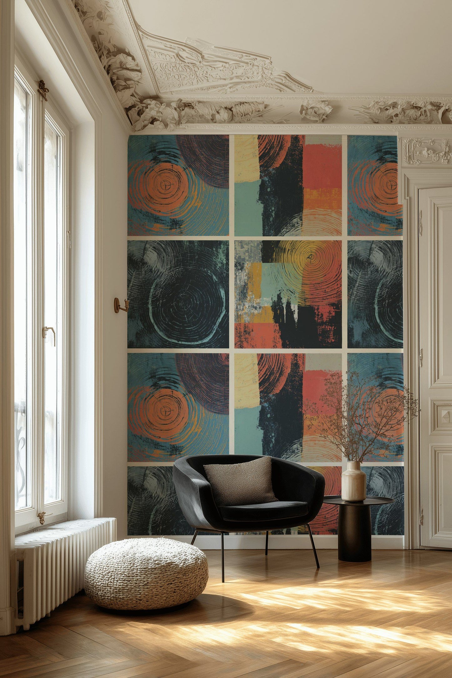 Modern Abstract Wallpaper Woodgrain Retro Wall Decor