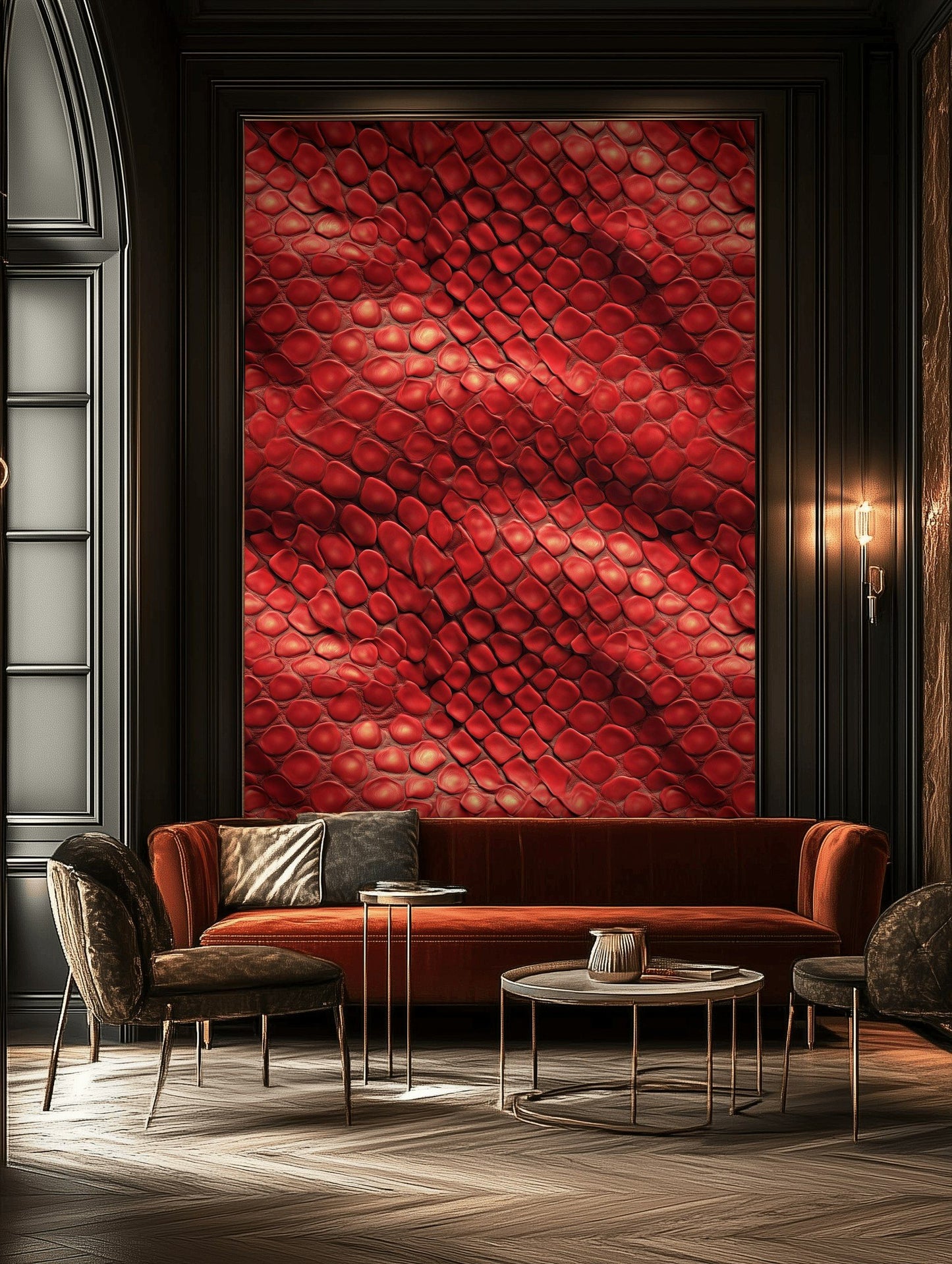 Red Snake Skin Wallpaper Textured Pattern Exotic Wall Mural