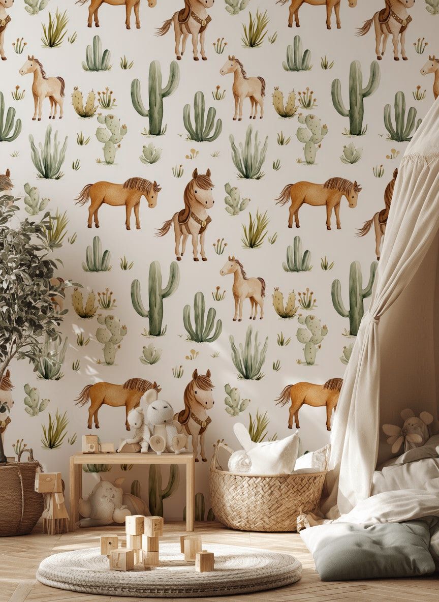 Wild West Horses Wallpaper Desert Western Wall Mural