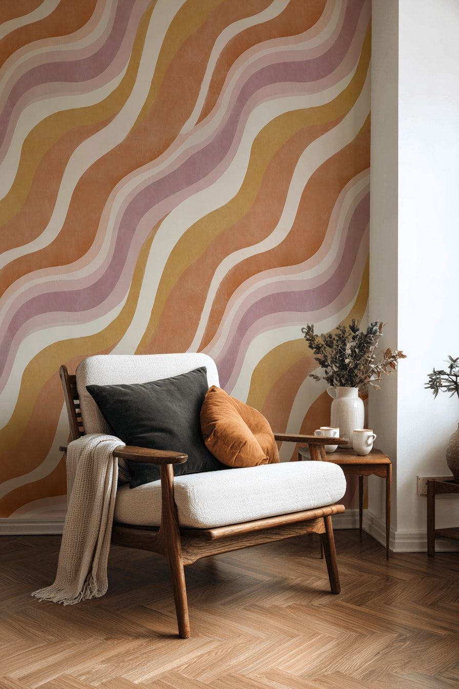 Retro Wave Wallpaper Abstract Geometric Wall Mural