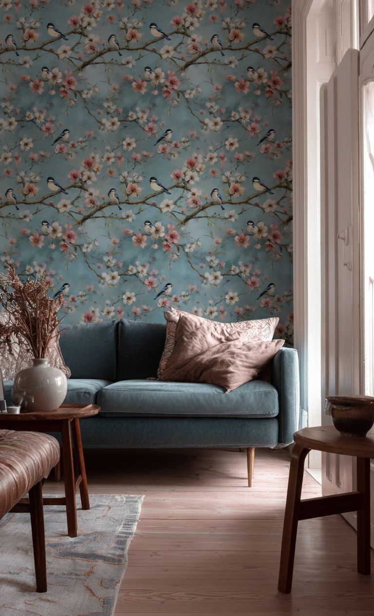 Bird And Blossom Wallpaper Vintage Floral Wall Mural