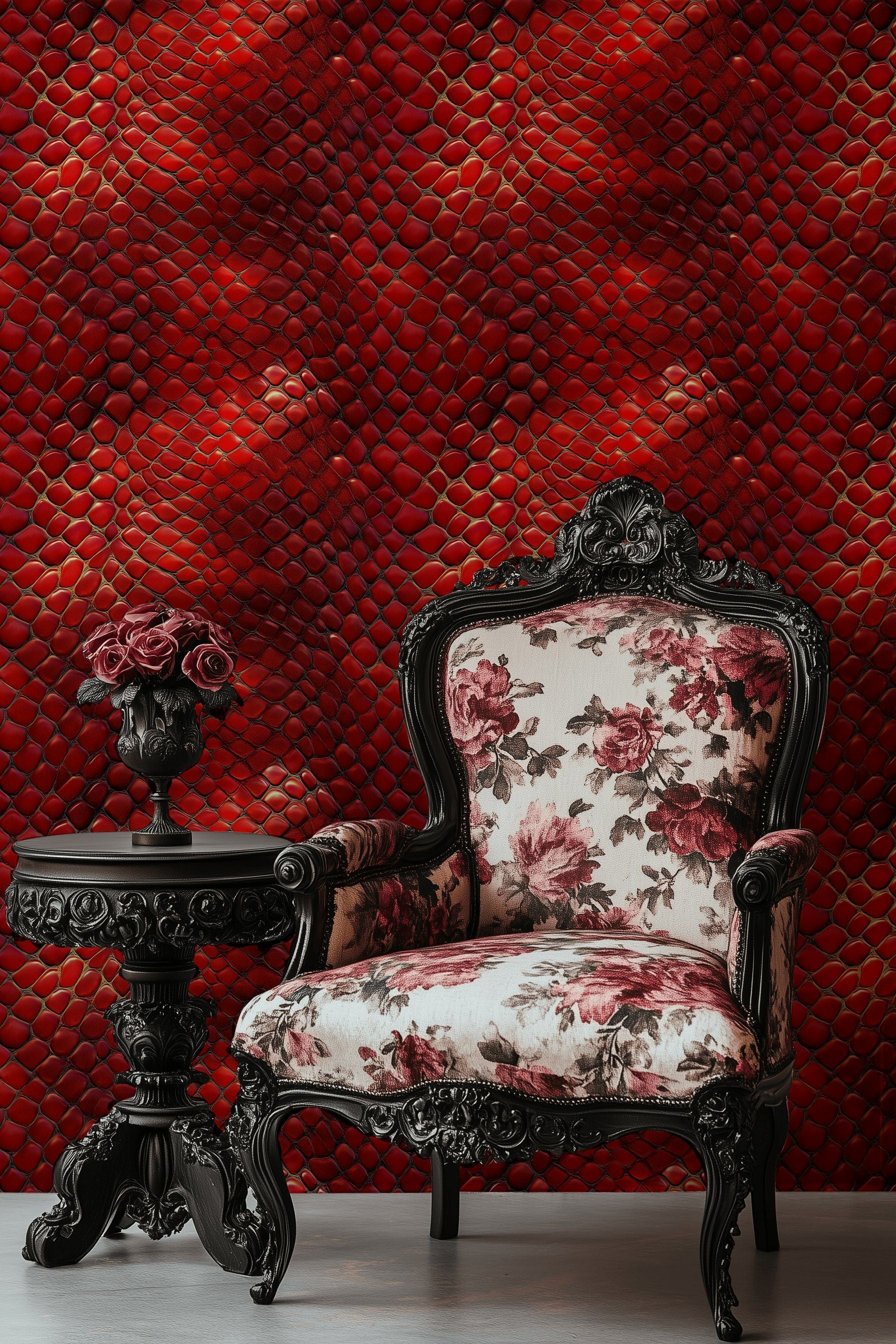 Deep Crimson Snake Scale 3D Wallpaper