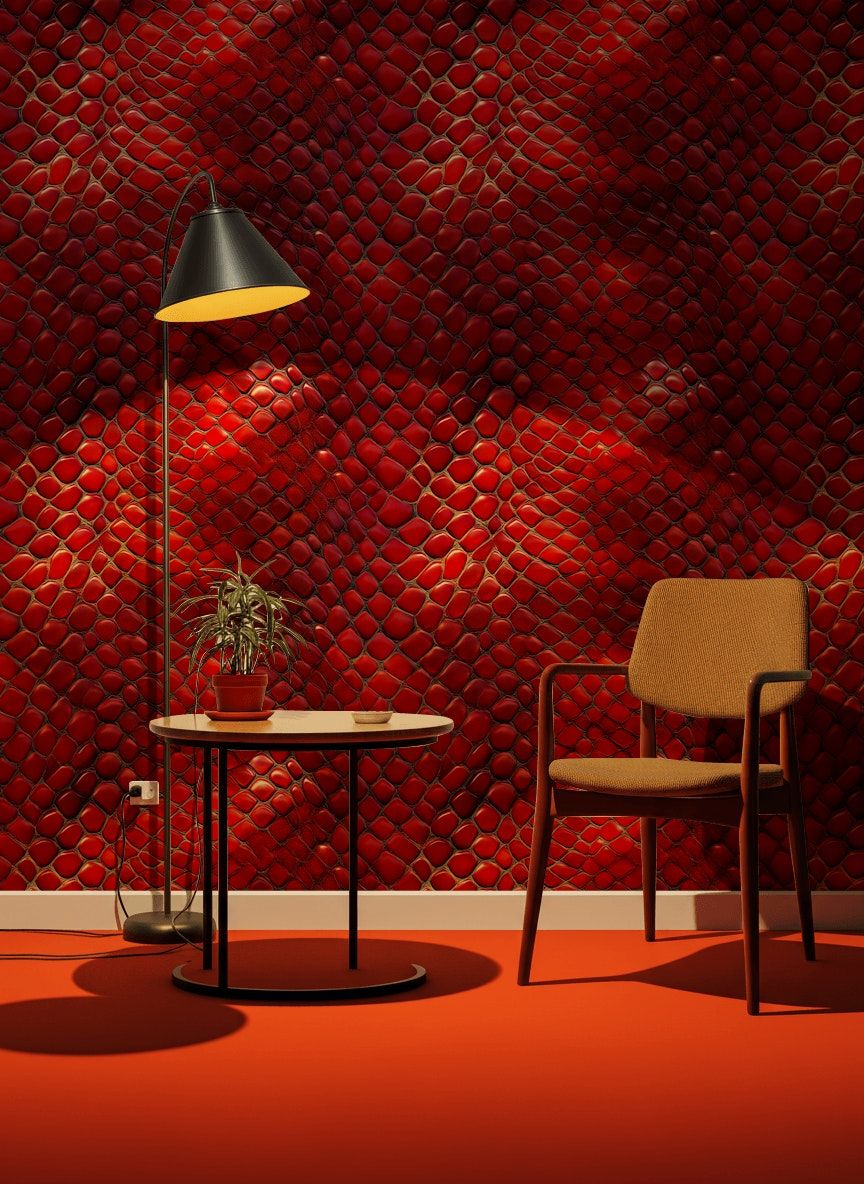 Deep Crimson Snake Scale 3D Wallpaper