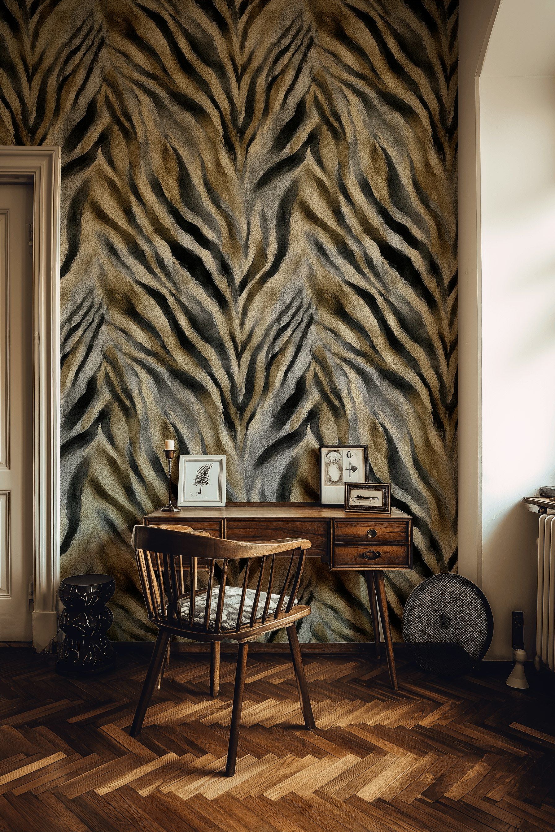 Natural Tiger Stripe Pattern Wallpaper