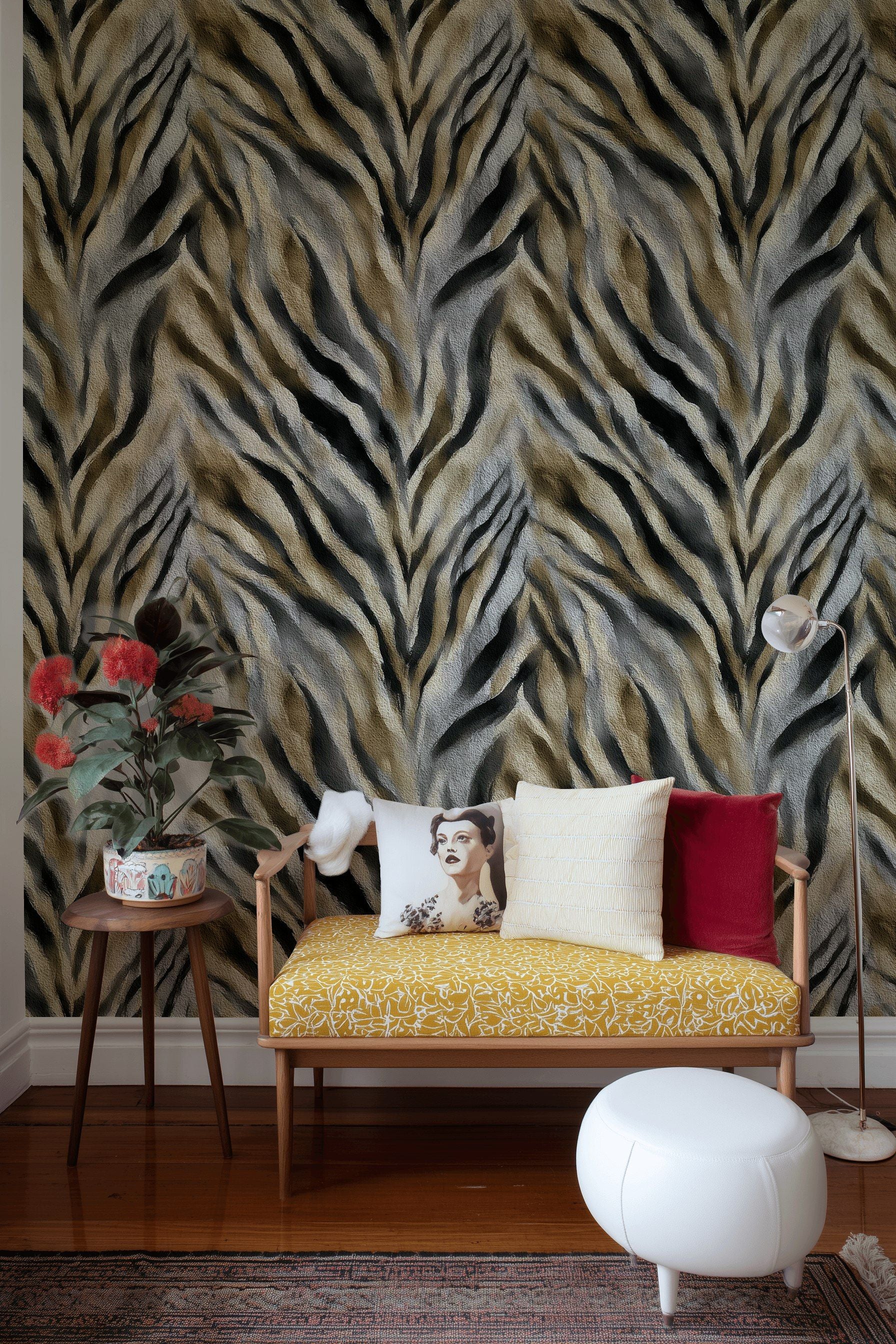 Natural Tiger Stripe Pattern Wallpaper