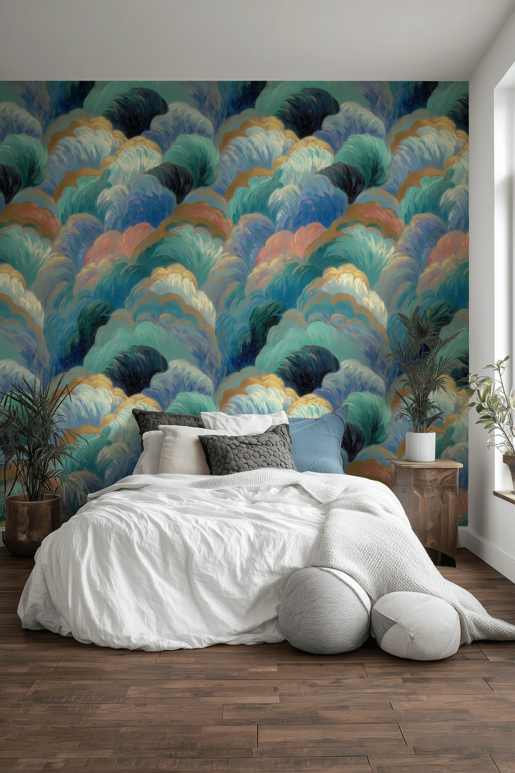 Vibrant Multicolor Abstract Wave Pattern Wallpaper