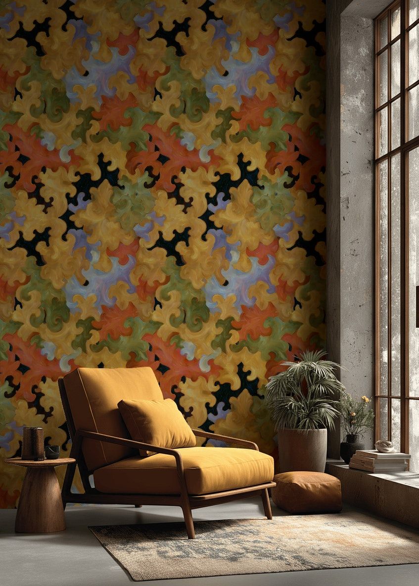 Golden Look Swirl Abstract Pattern Wallpaper