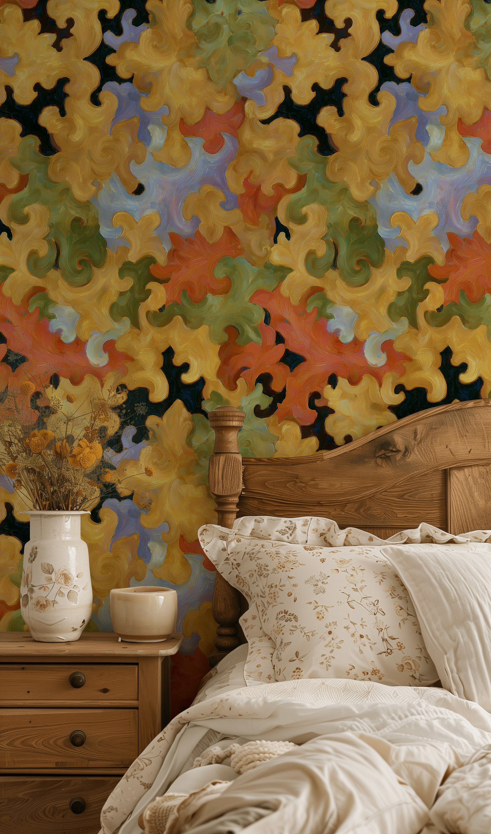 Golden Look Swirl Abstract Pattern Wallpaper