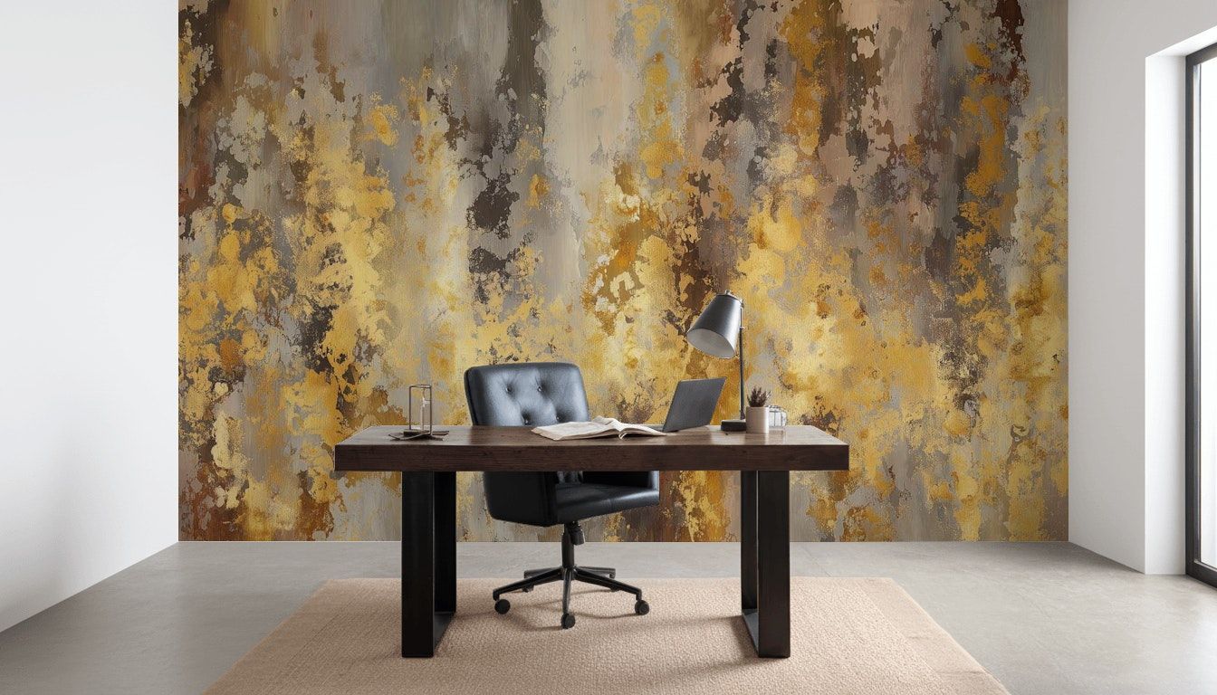 Gold Look Textured Wallpaper Abstract Metallic Wall Mural