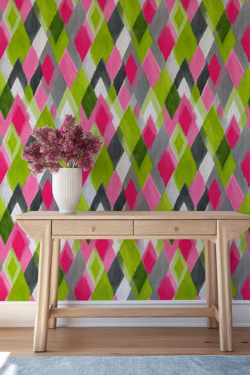 Argyle Pattern Wallpaper Geometric Colorful Wall Mural