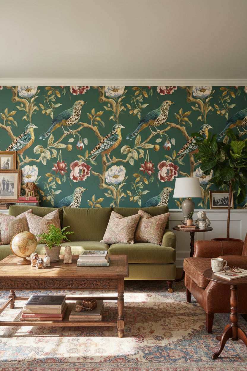 Birds Wallpaper Floral Botanical Wall Mural
