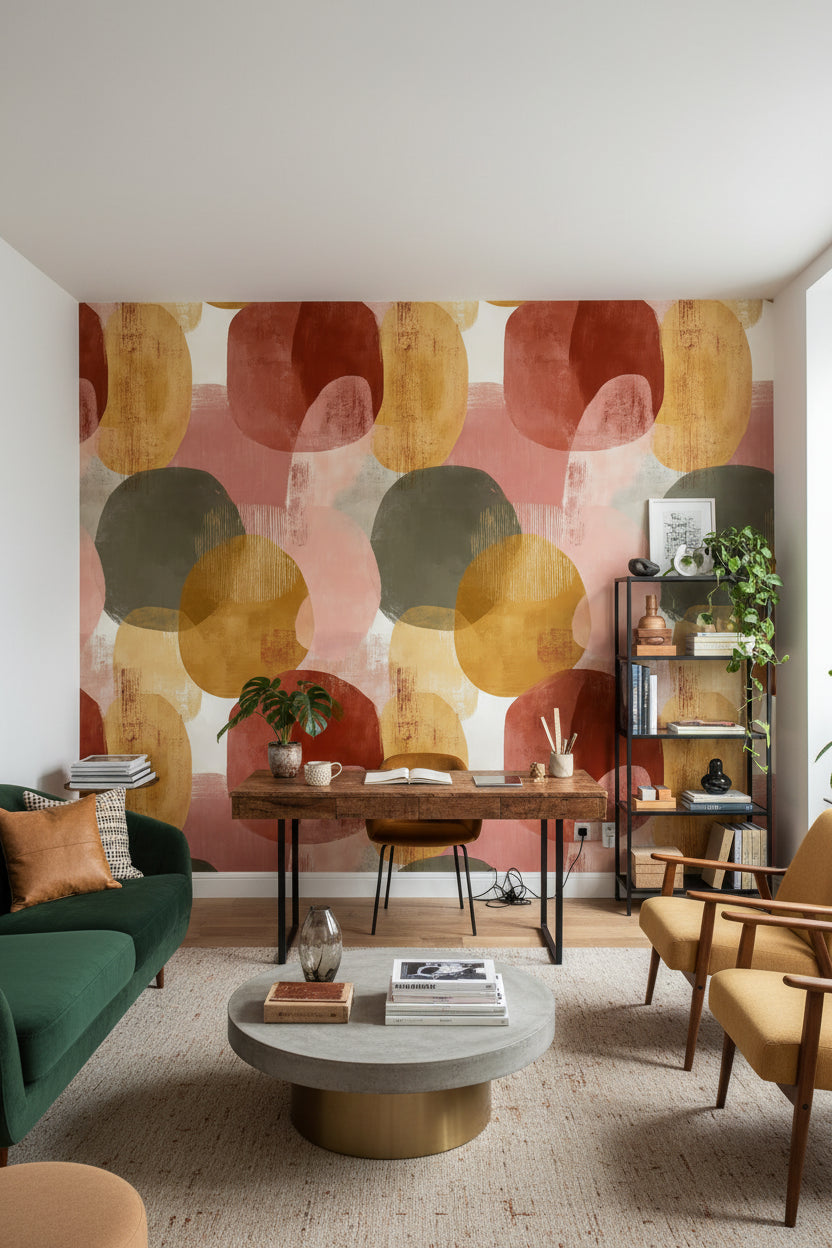 Neutral Multicolor Abstract Geometric Wallpaper