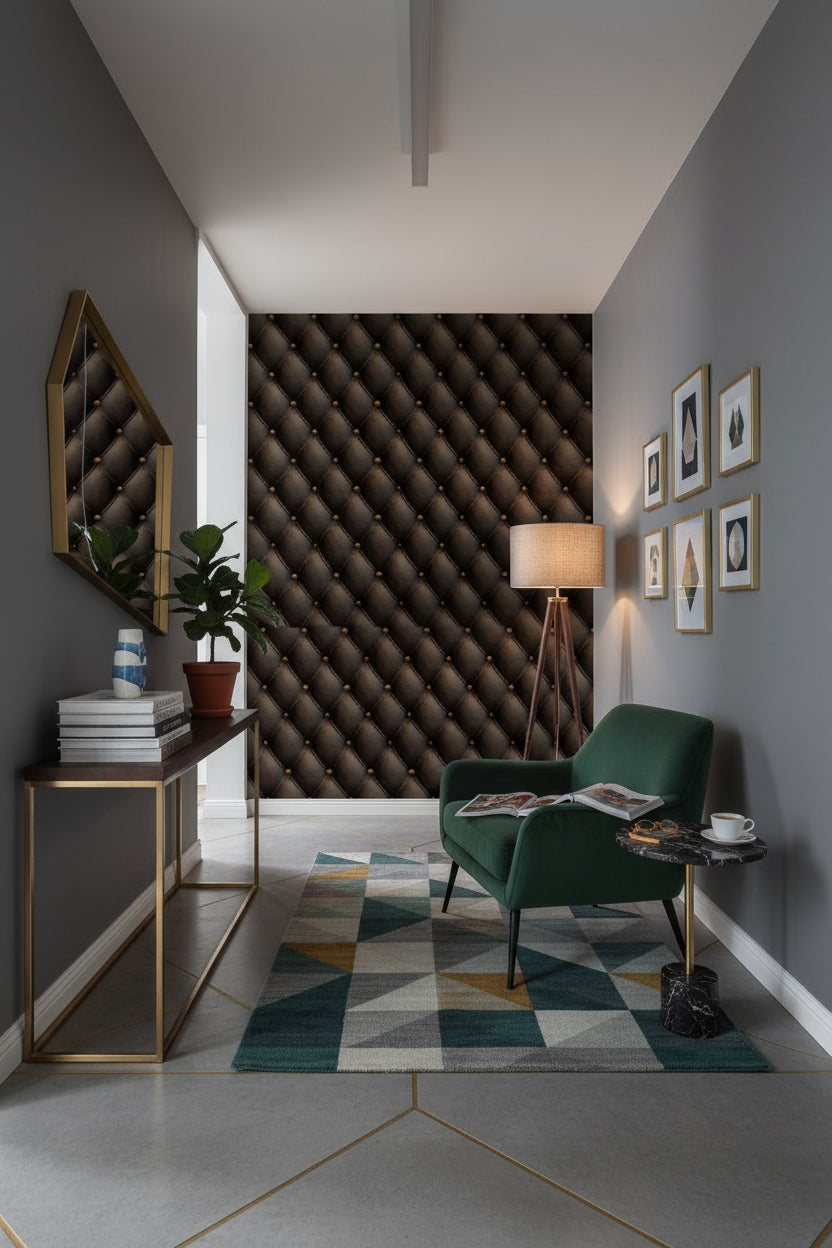 Tufted Wallpaper Leather Geometric Wall Decor