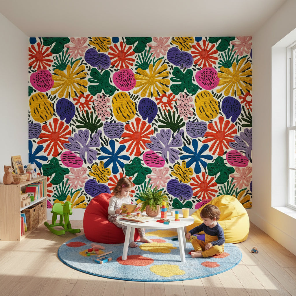 Colorful Abstract Wildflower Kids Wallpaper