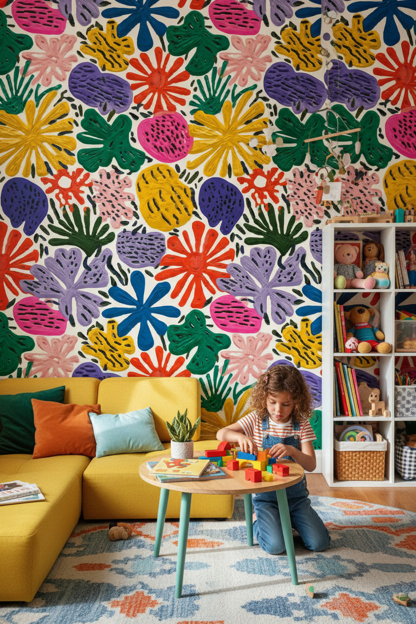 Colorful Abstract Wildflower Kids Wallpaper