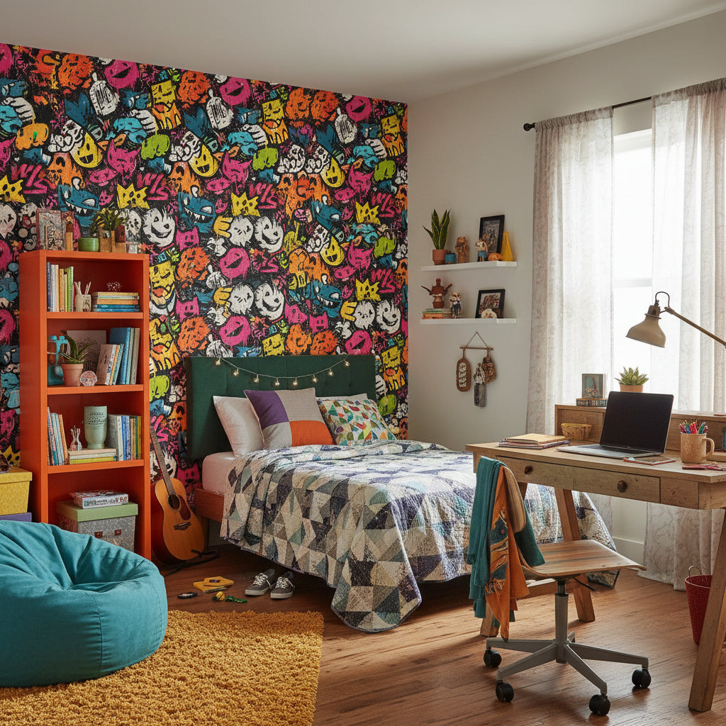 Vibrant Multicolor Graffiti Art Kids Wallpaper