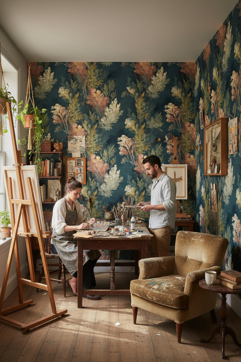 Botanical Wallpaper Vintage Abstract Wall Mural