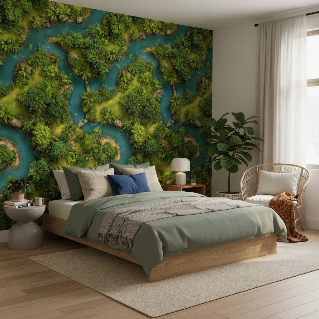 Landscape Wallpaper Greenery River Decorative Mural
