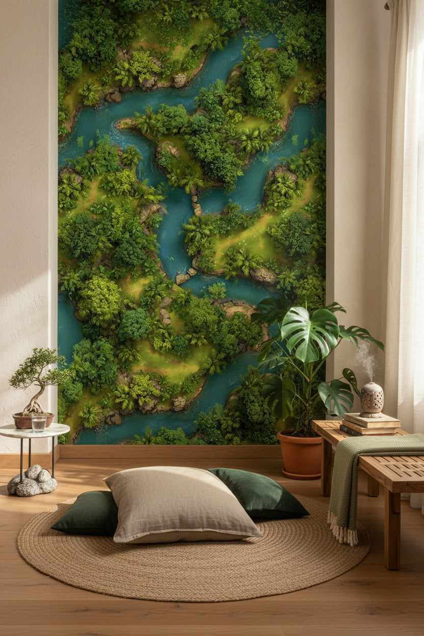 Landscape Wallpaper Greenery River Decorative Mural